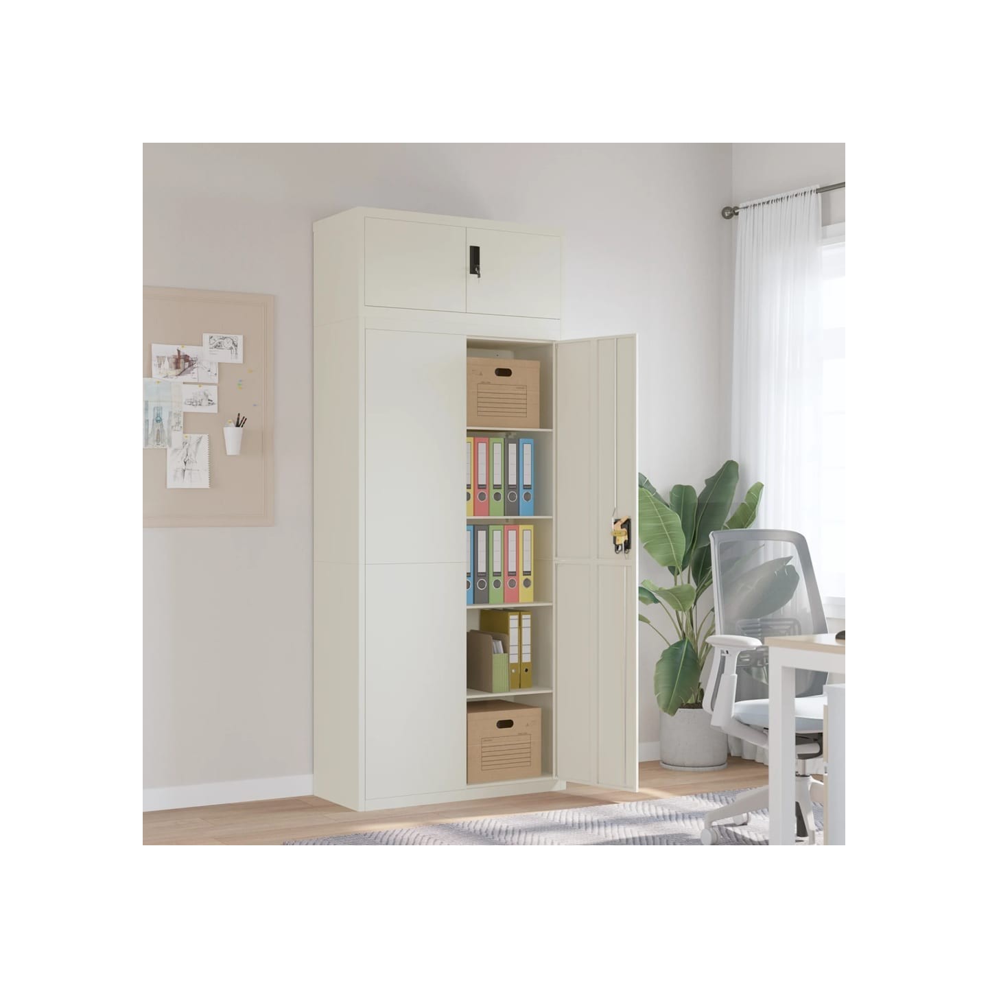 Classeur blanc 90x40x220 cm acier
