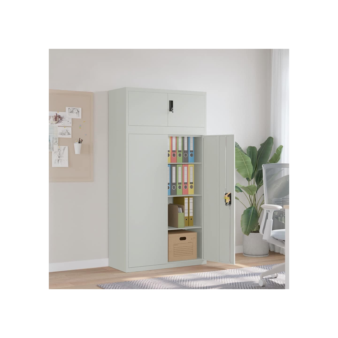 Classeur gris clair 90x40x180 cm acier