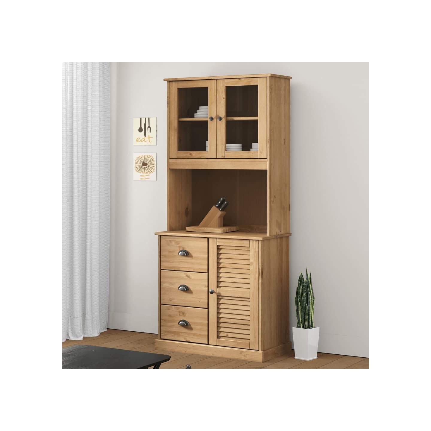 Buffet haut VIGO 78x40x175 cm bois massif de pin