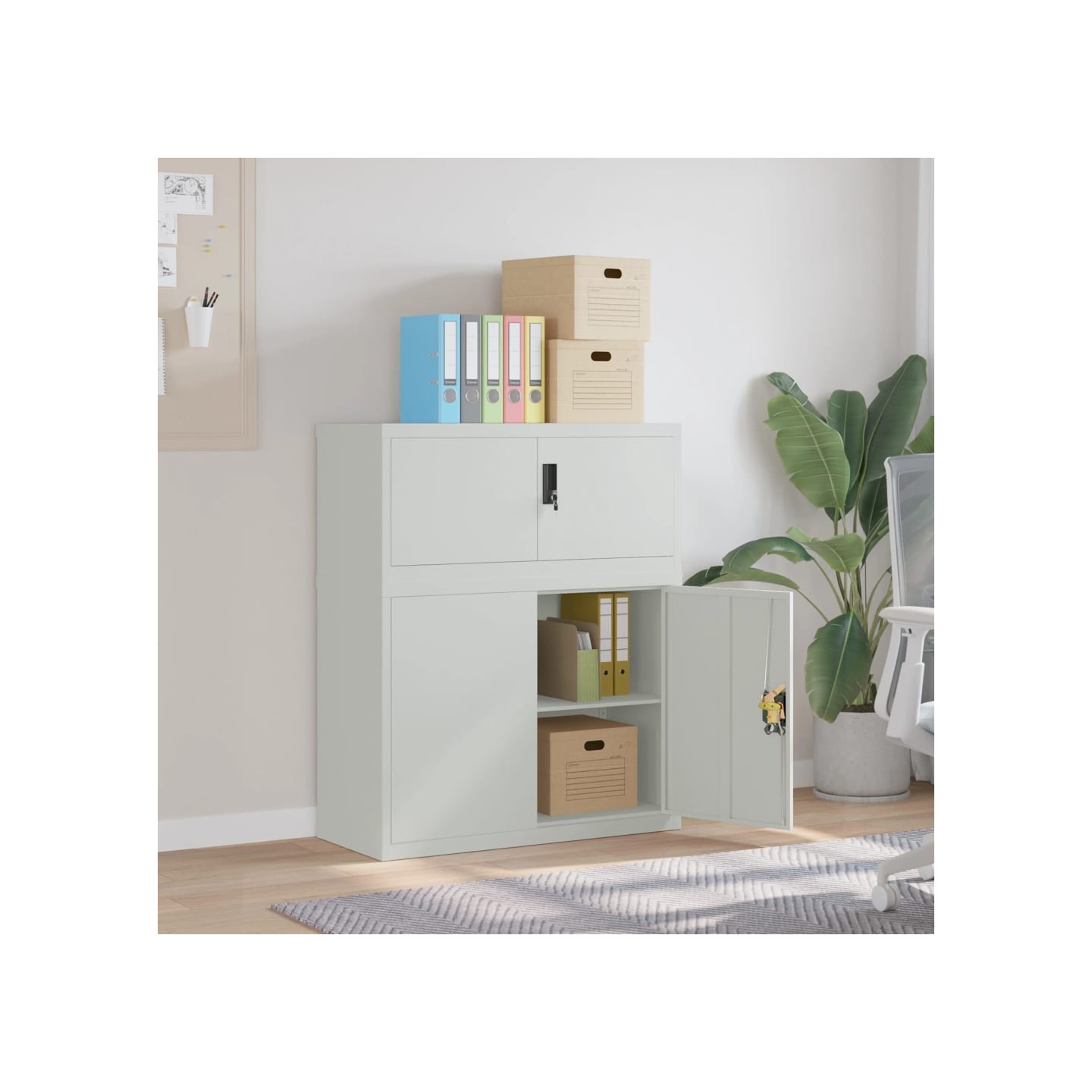 Classeur gris clair 90x40x110 cm acier