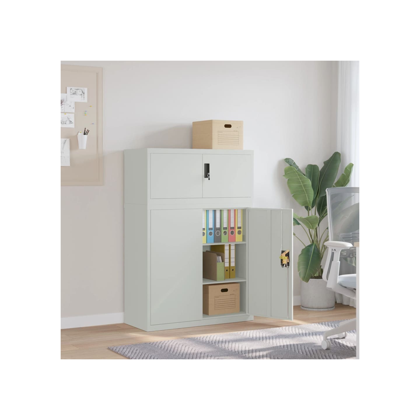 Classeur gris clair 90x40x130 cm acier