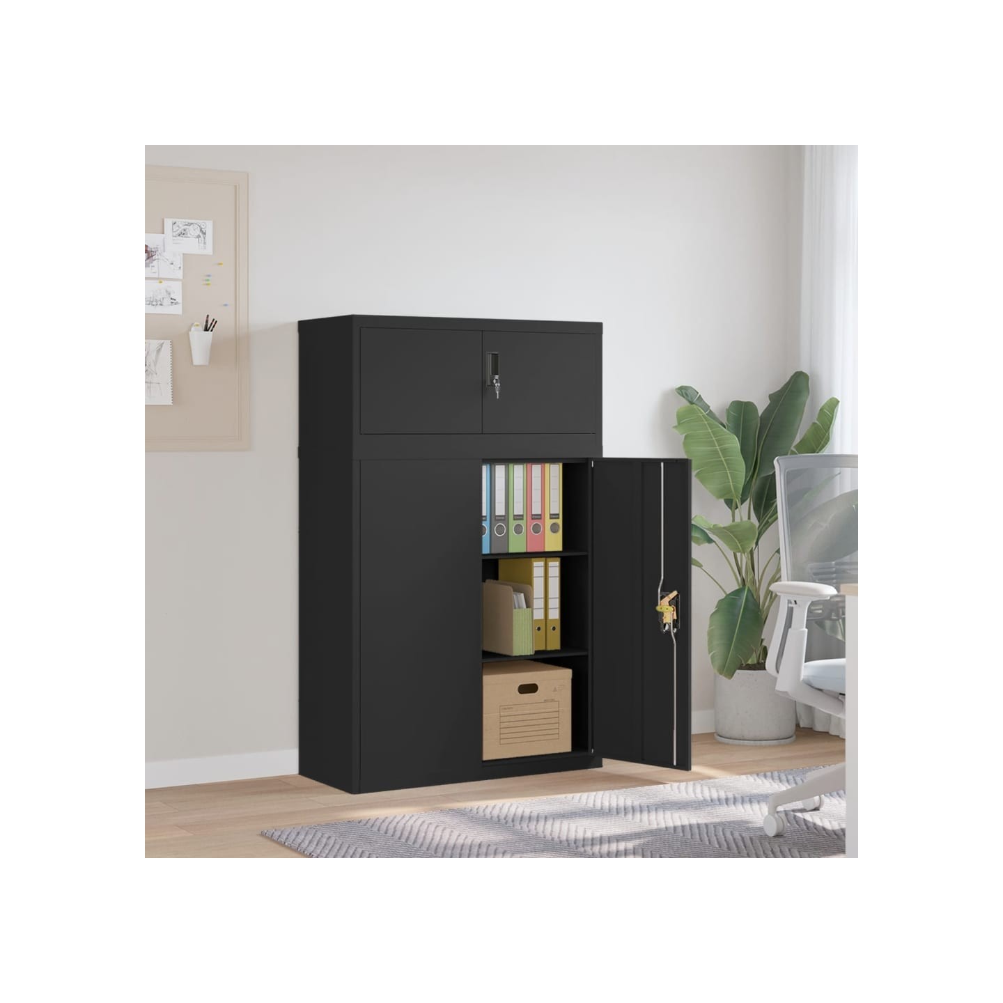 Classeur noir 90x40x145 cm acier