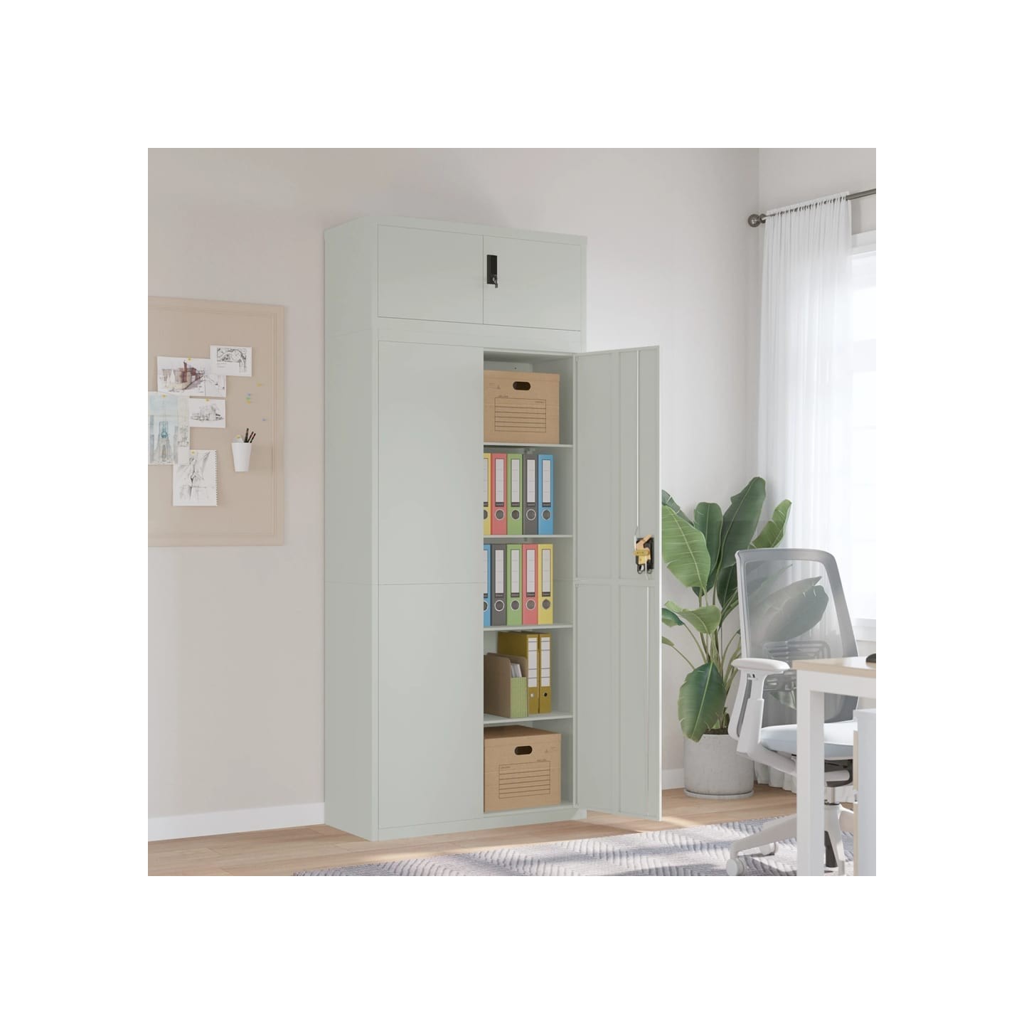 Classeur gris clair 90x40x220 cm acier