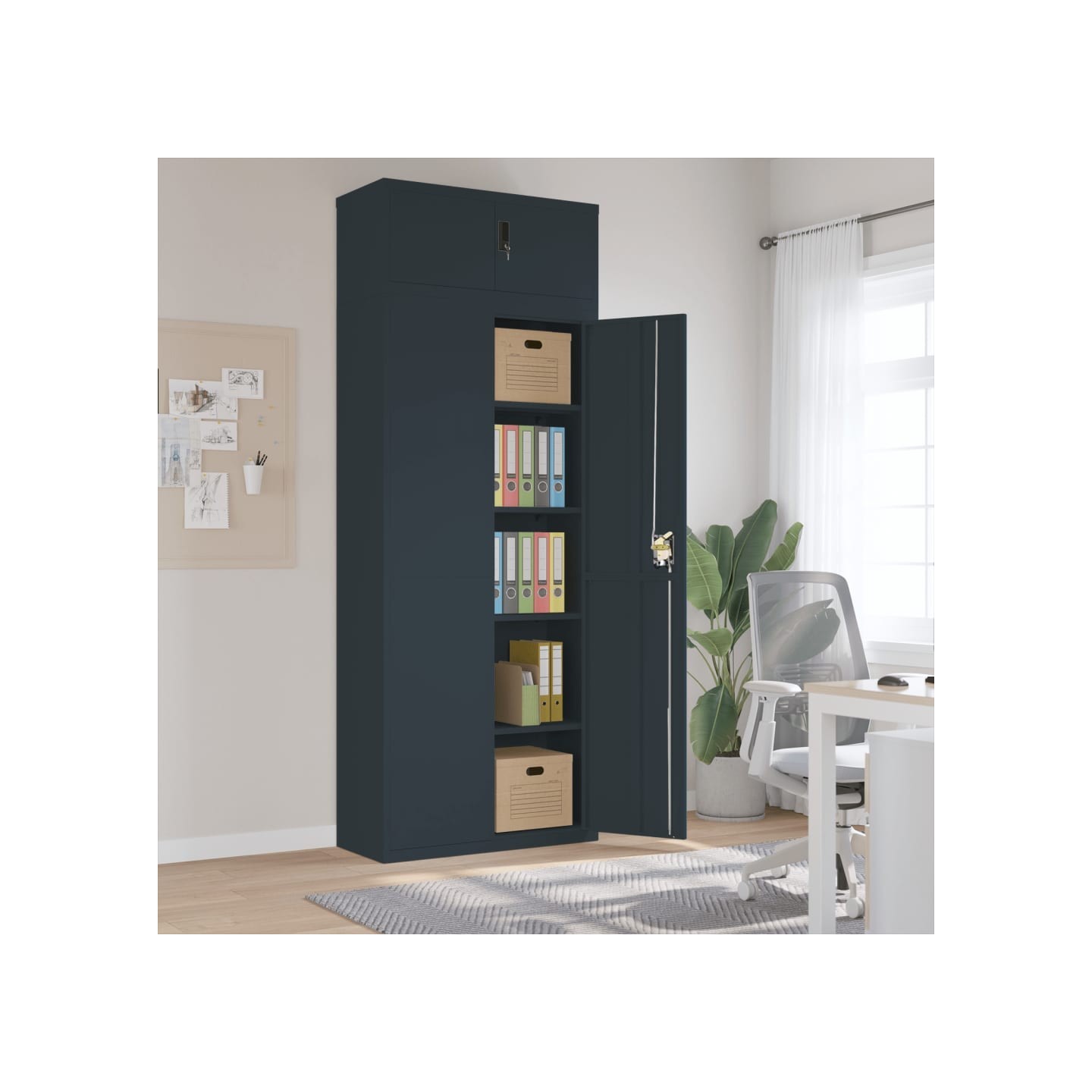 Classeur anthracite 90x40x240 cm acier