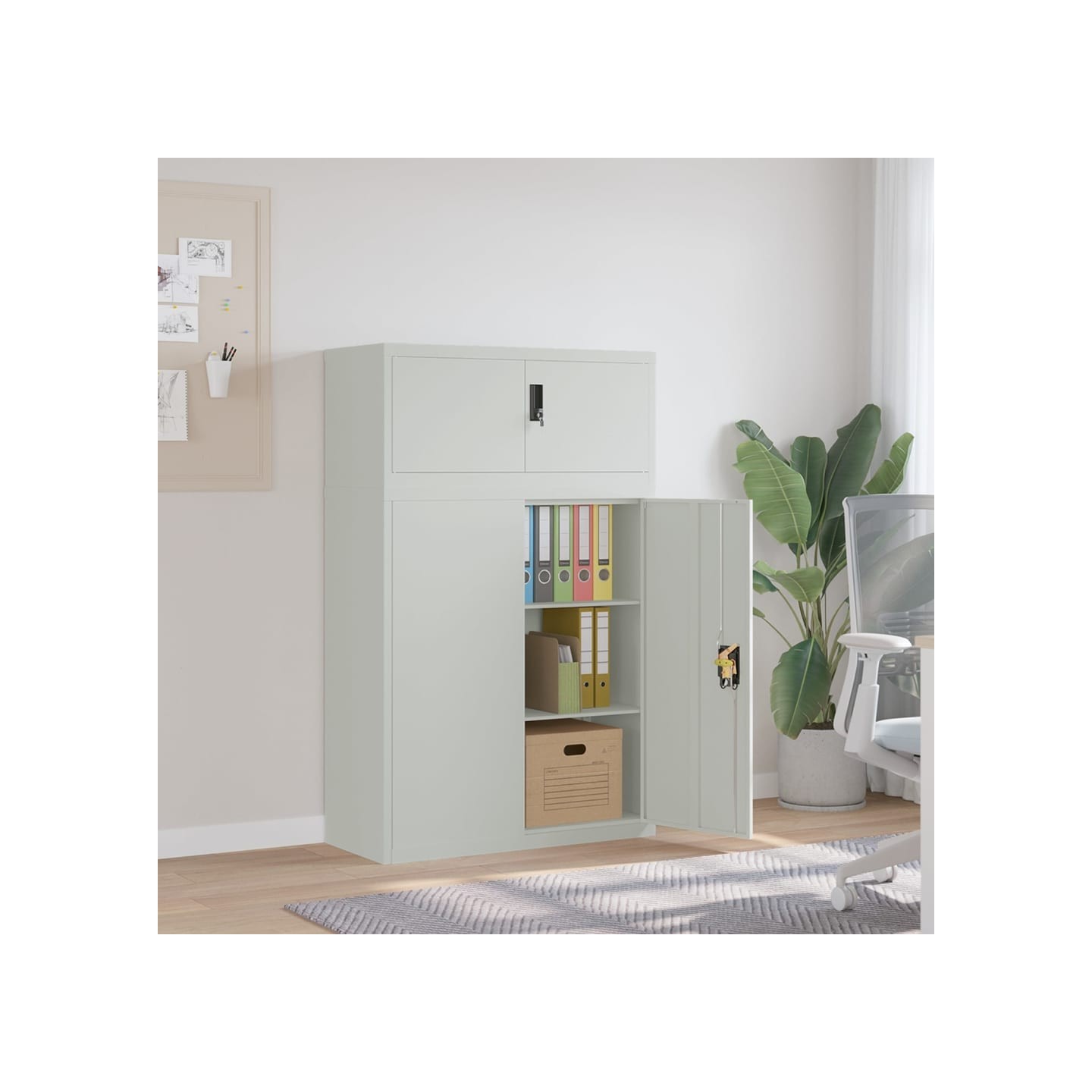 Classeur gris clair 90x40x145 cm acier