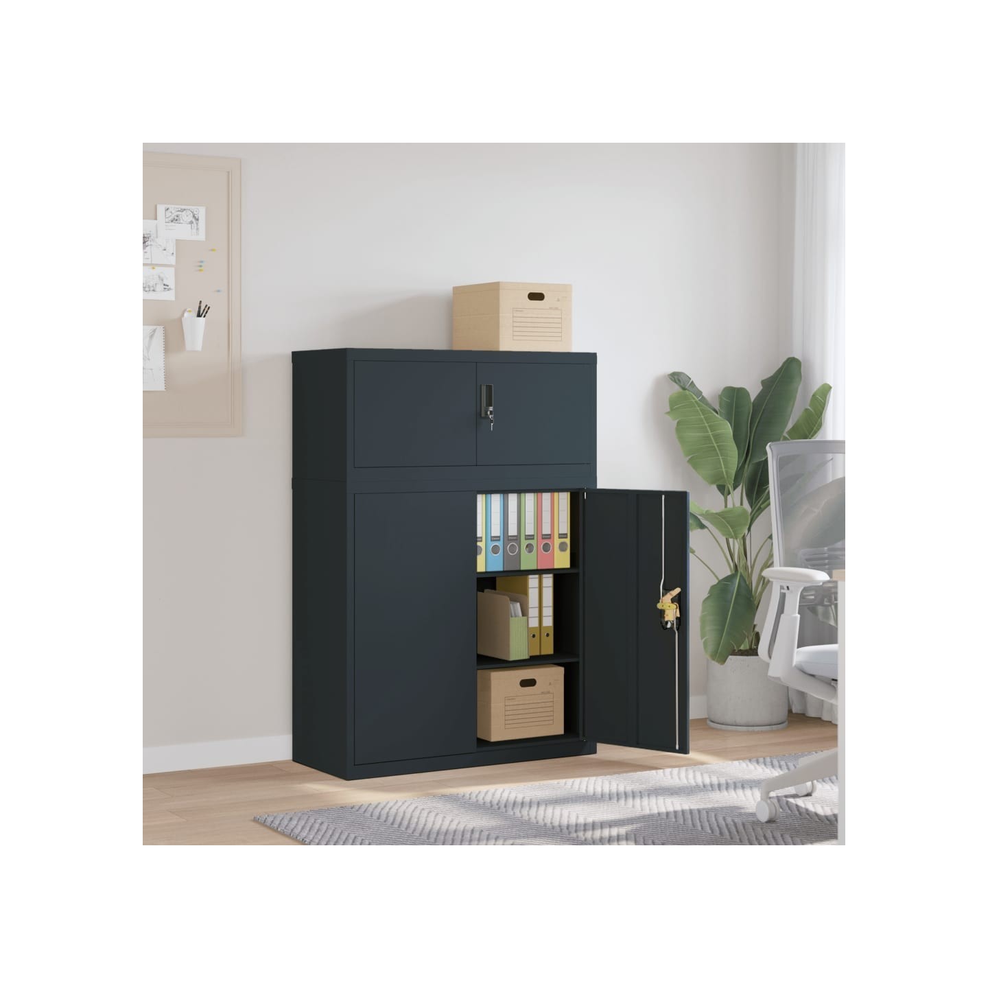 Classeur anthracite 90x40x130 cm acier