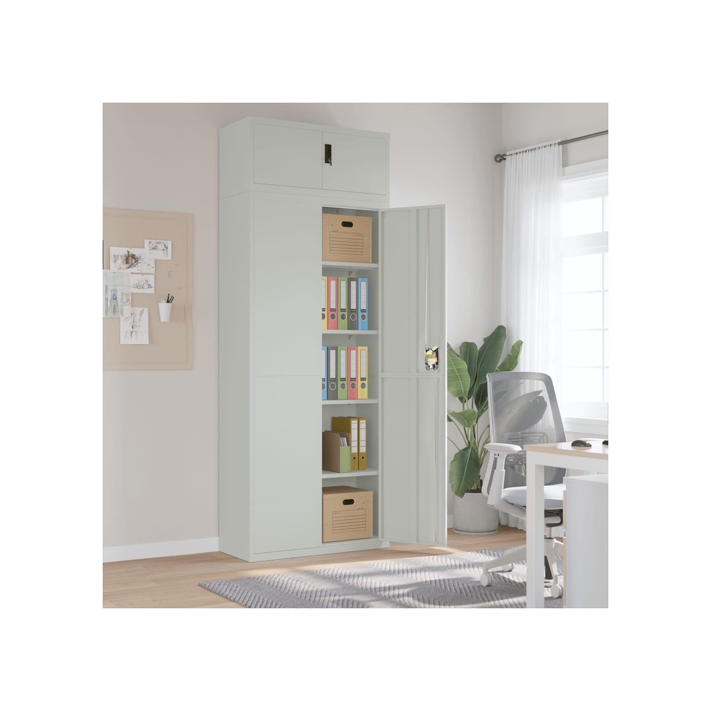 Classeur gris clair 90x40x240 cm acier