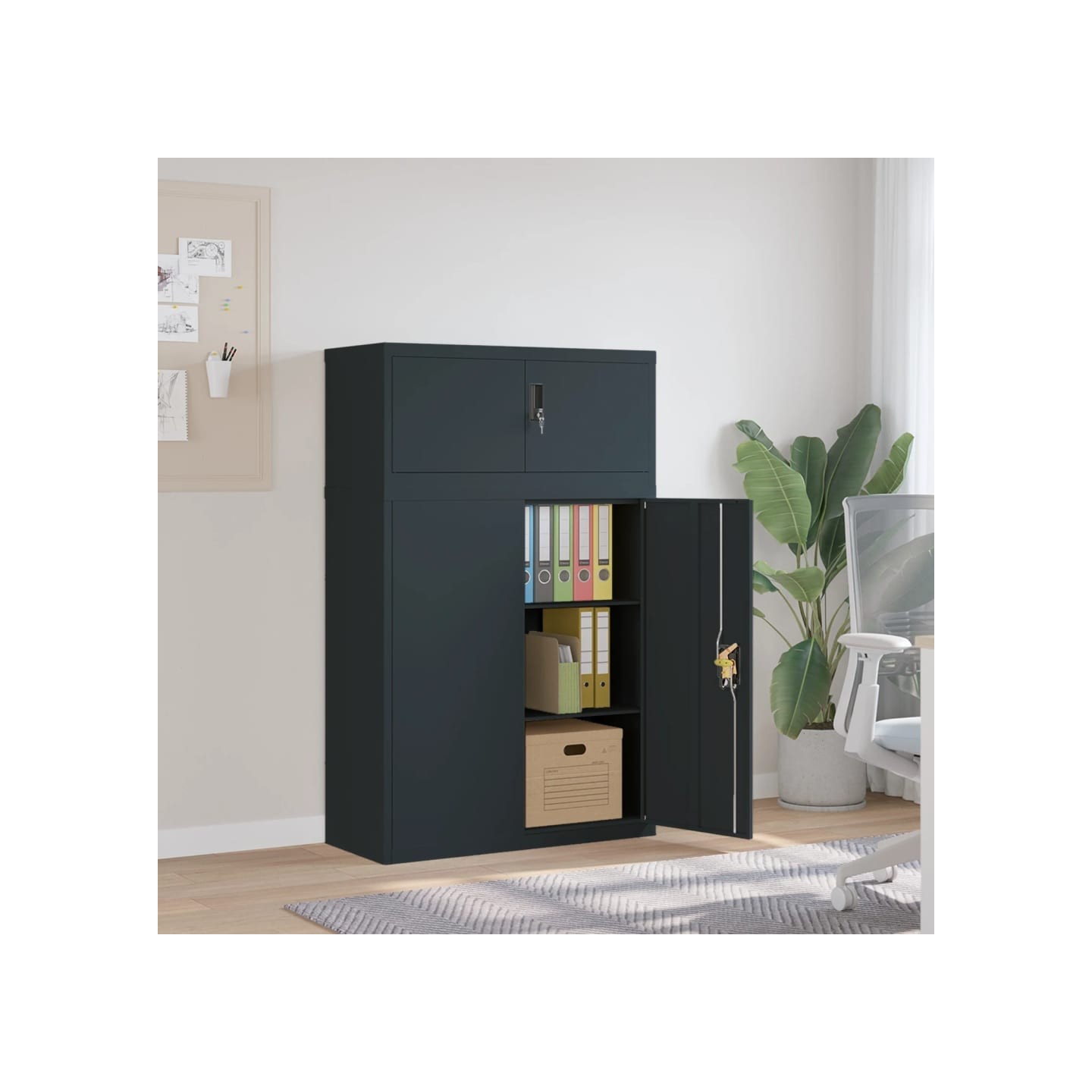 Classeur anthracite 90x40x145 cm acier