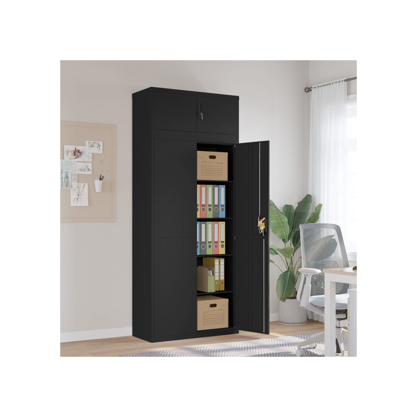 Classeur noir 90x40x220 cm acier