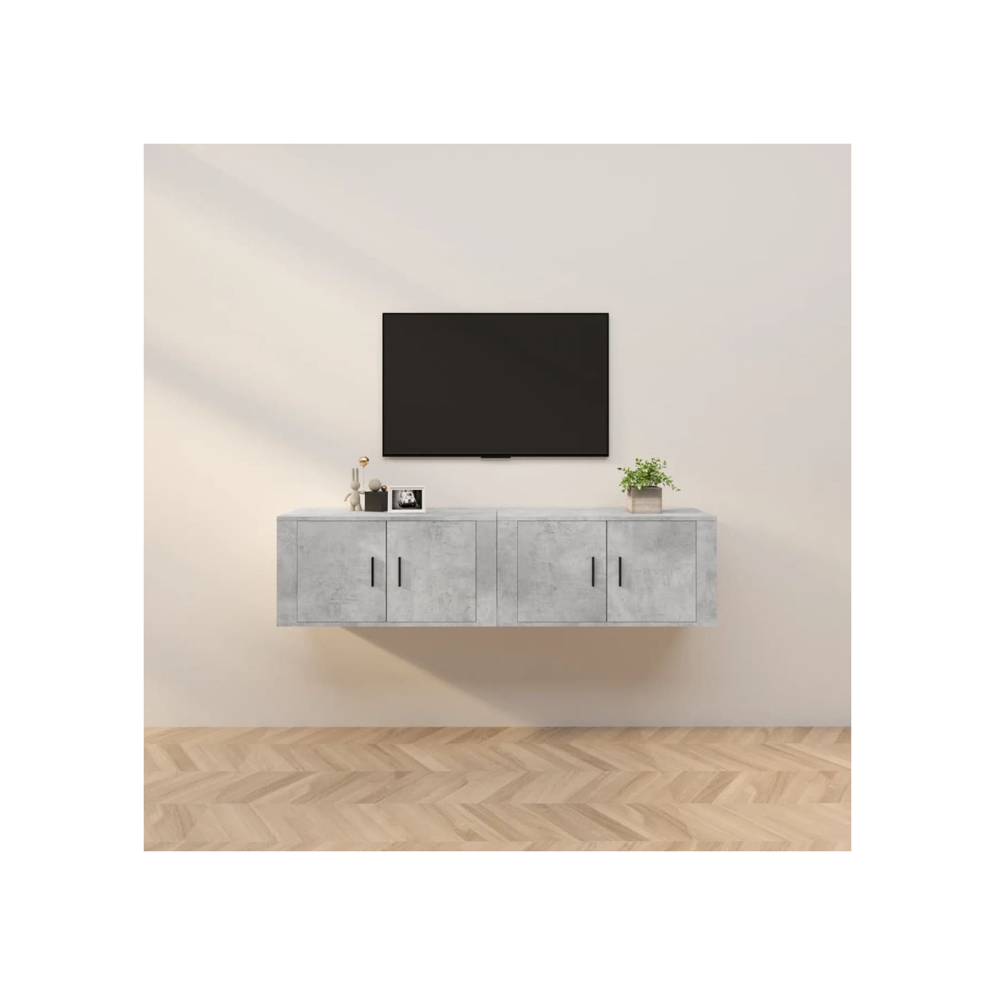 Meubles TV muraux 2 pcs gris béton 80x34,5x40 cm