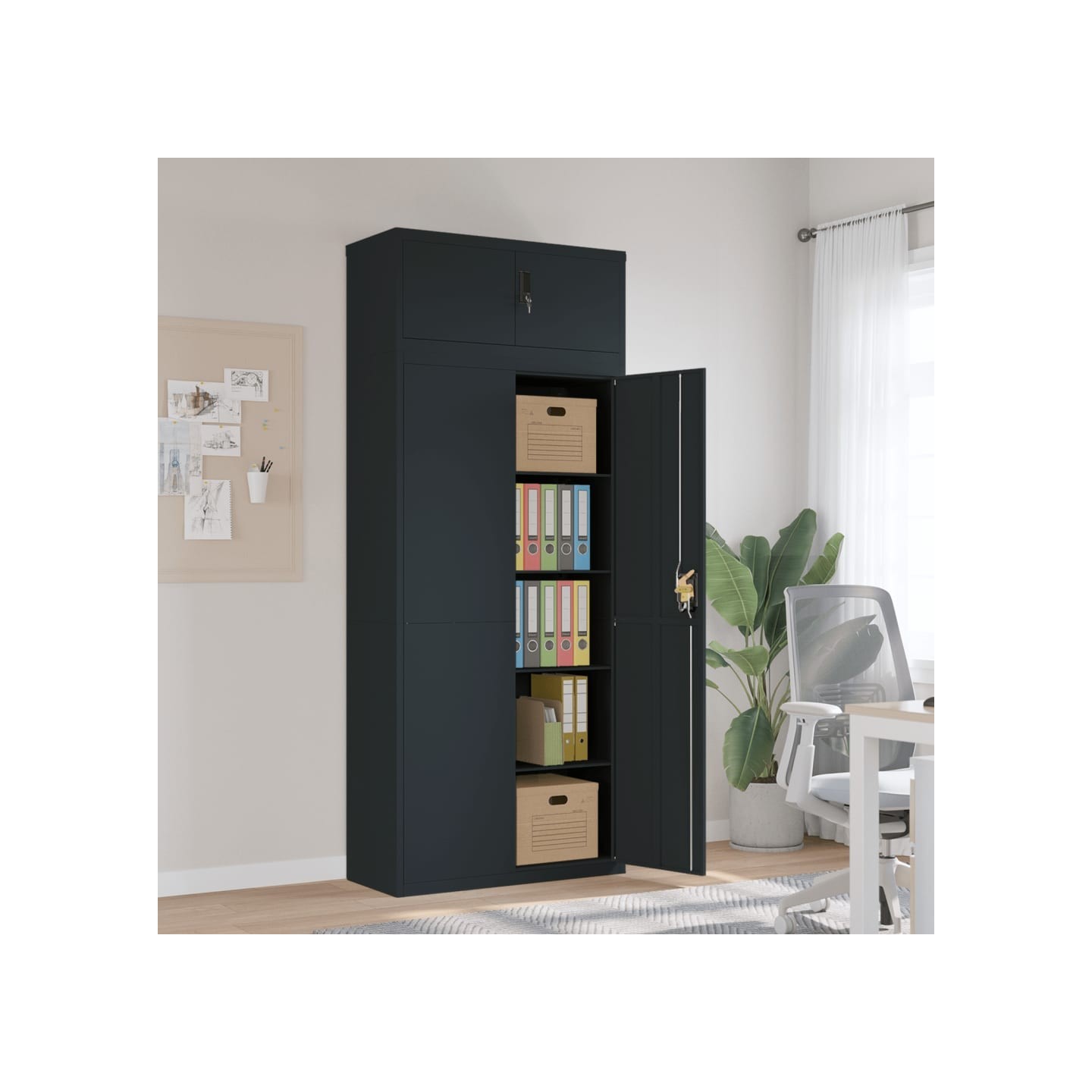 Classeur anthracite 90x40x220 cm acier