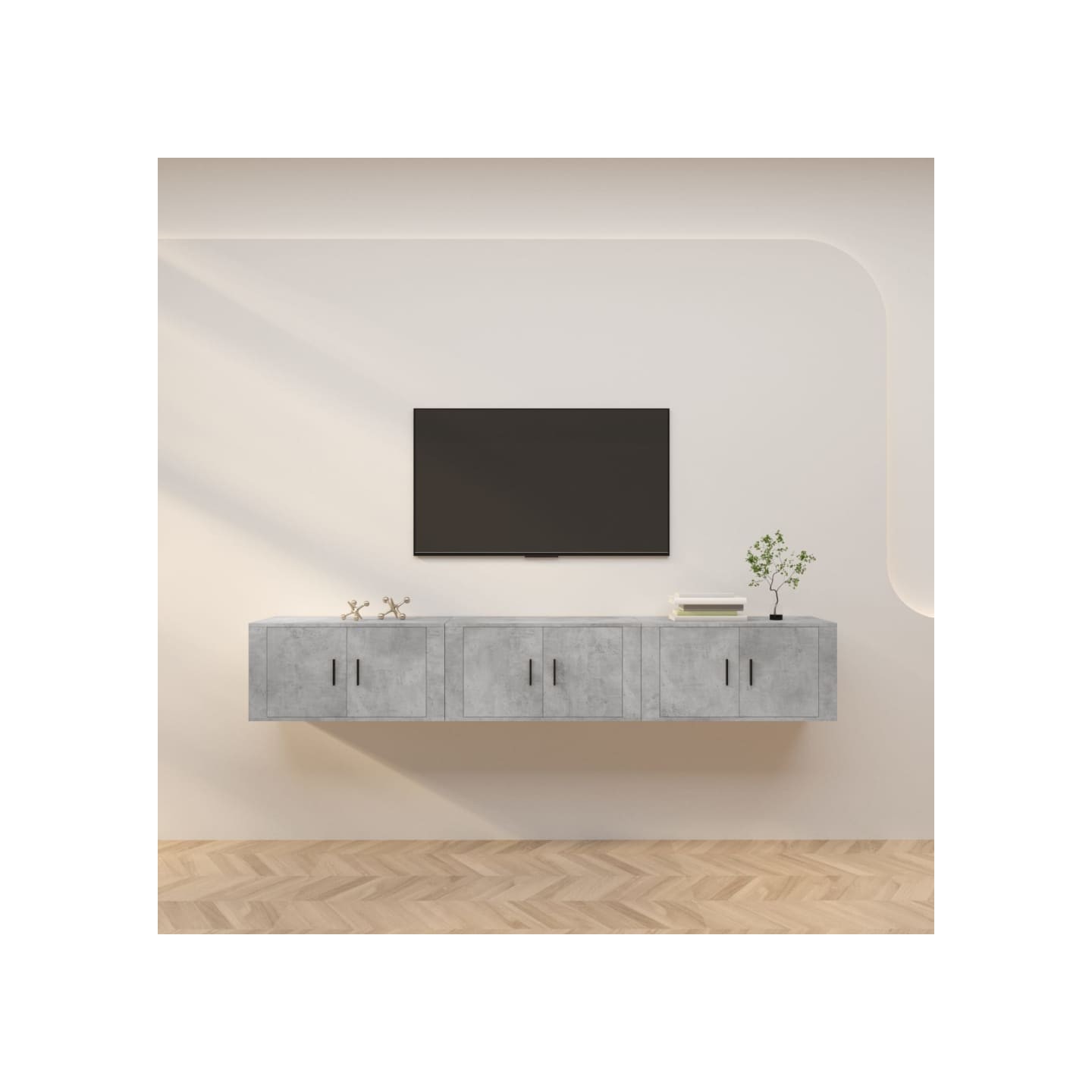 Meubles TV muraux 3 pcs gris béton 80x34,5x40 cm