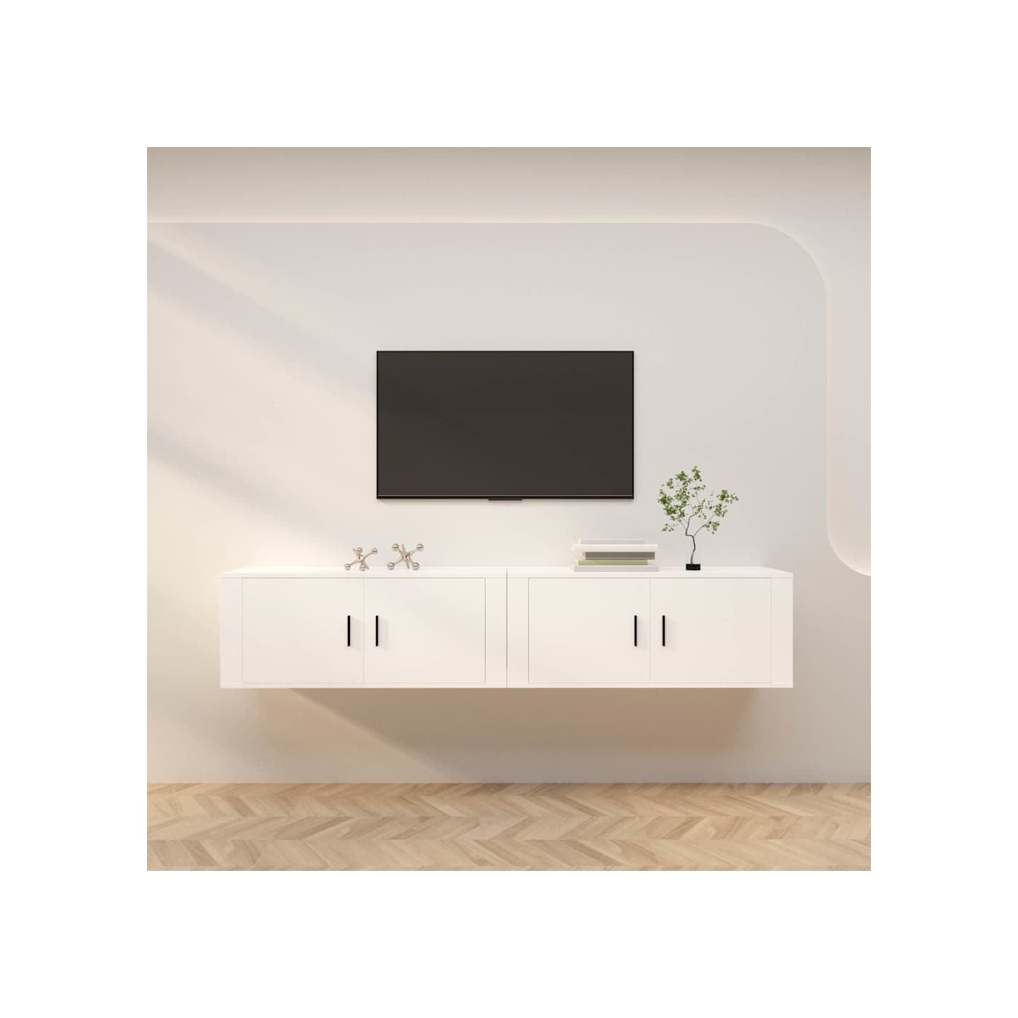 Meubles TV muraux 2 pcs blanc 100x34,5x40 cm