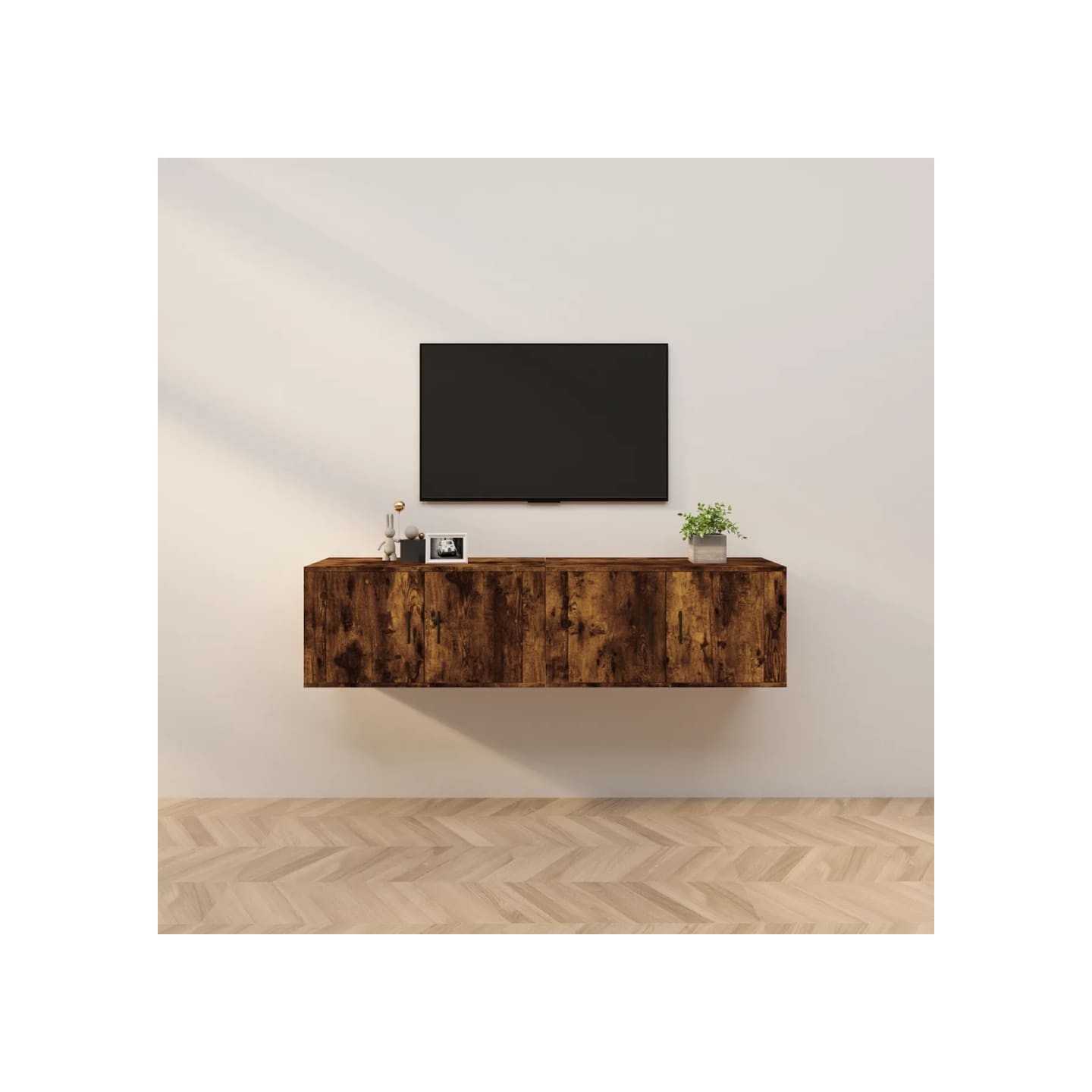 Meubles TV muraux 2 pcs chêne fumé 80x34,5x40 cm