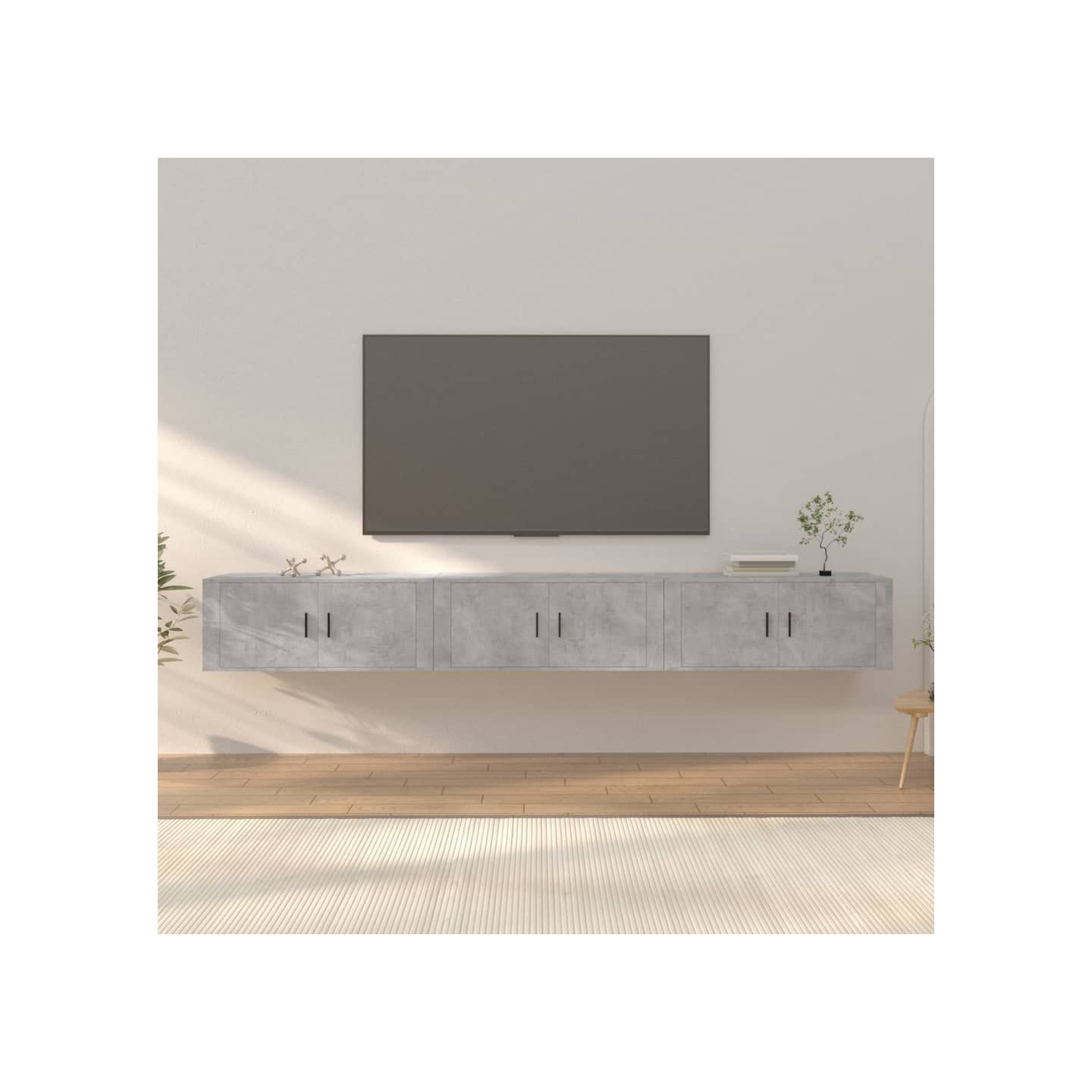 Meubles TV muraux 3 pcs gris béton 100x34,5x40 cm