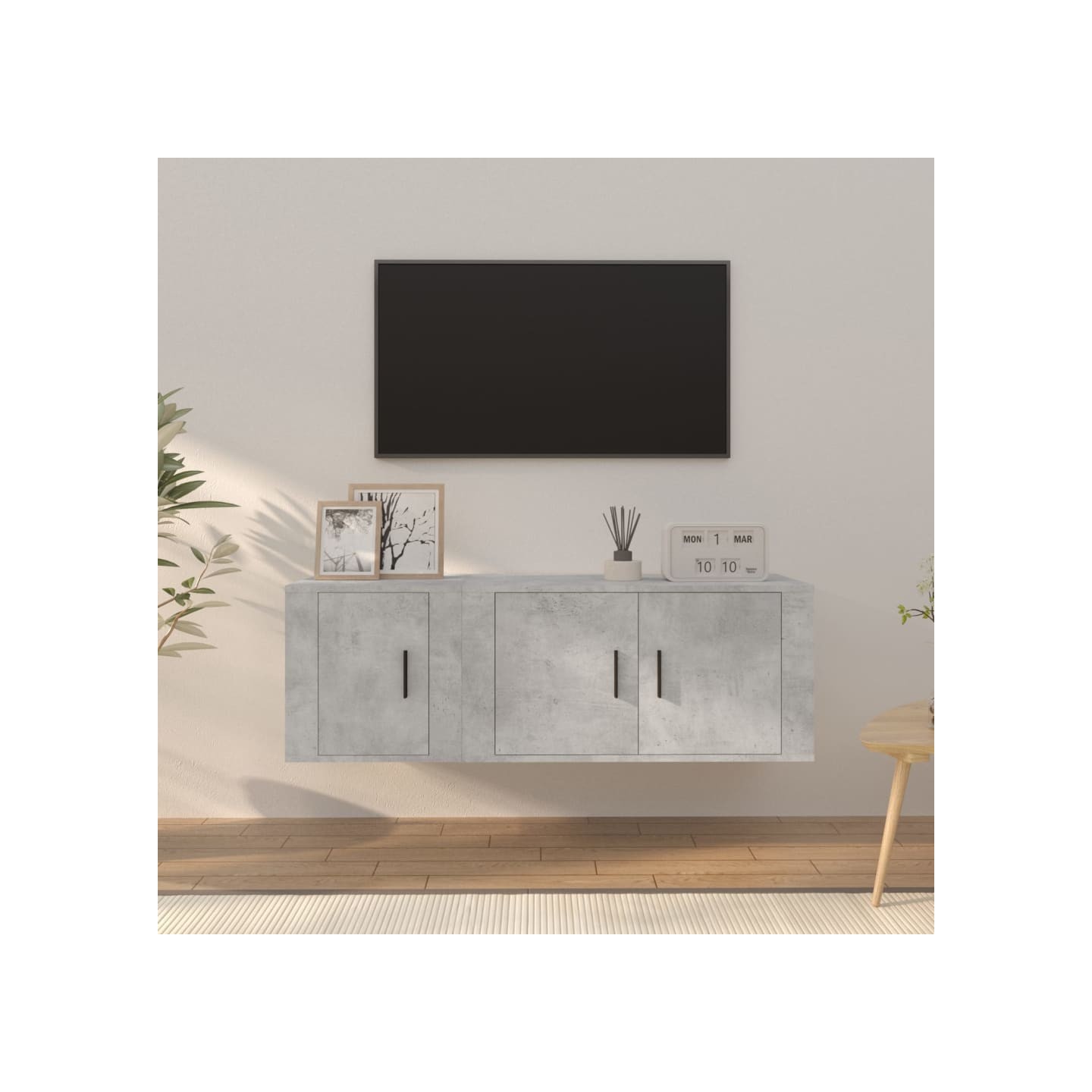 Ensemble de meubles TV 2 pcs gris béton bois d'ingénierie