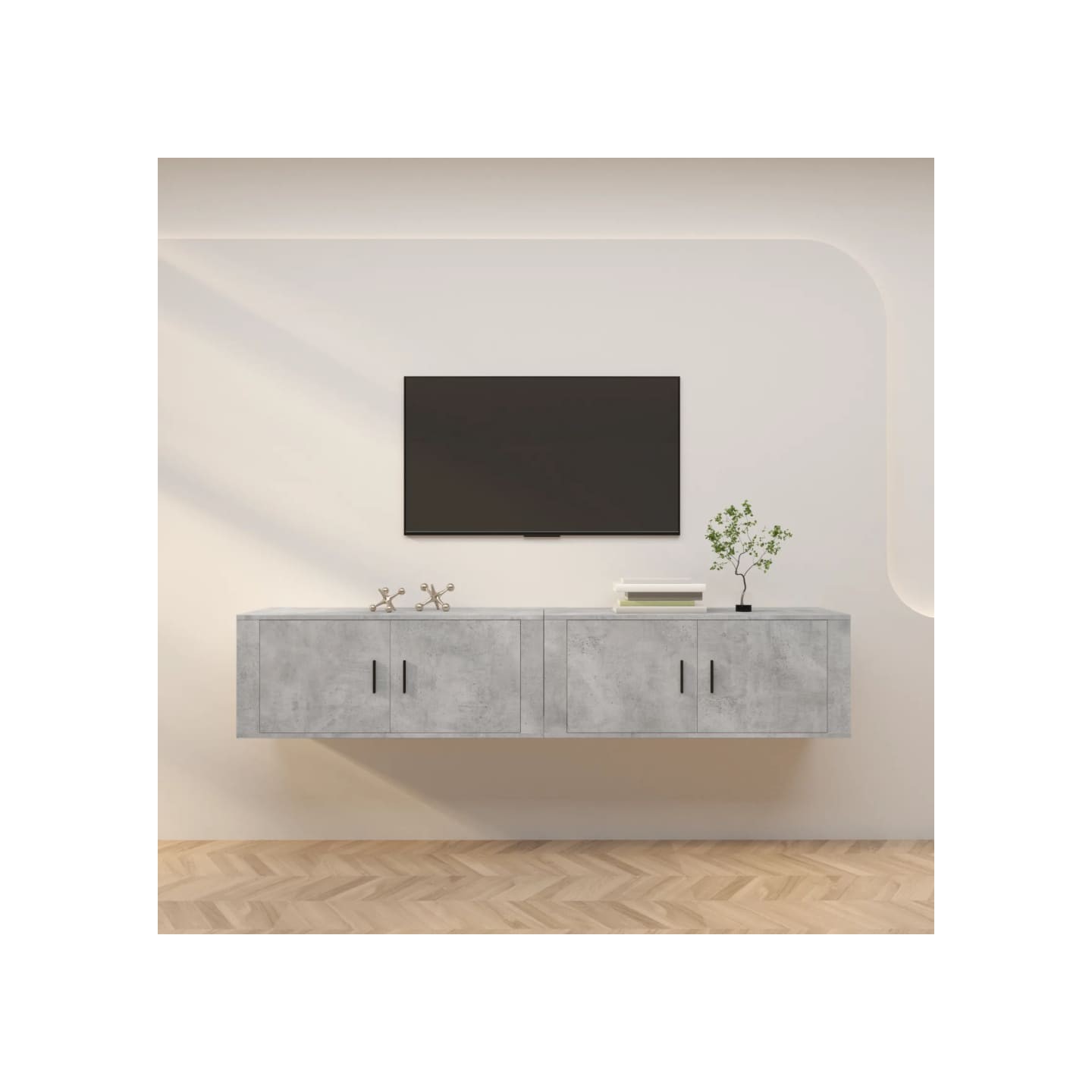 Meubles TV muraux 2 pcs gris béton 100x34,5x40 cm