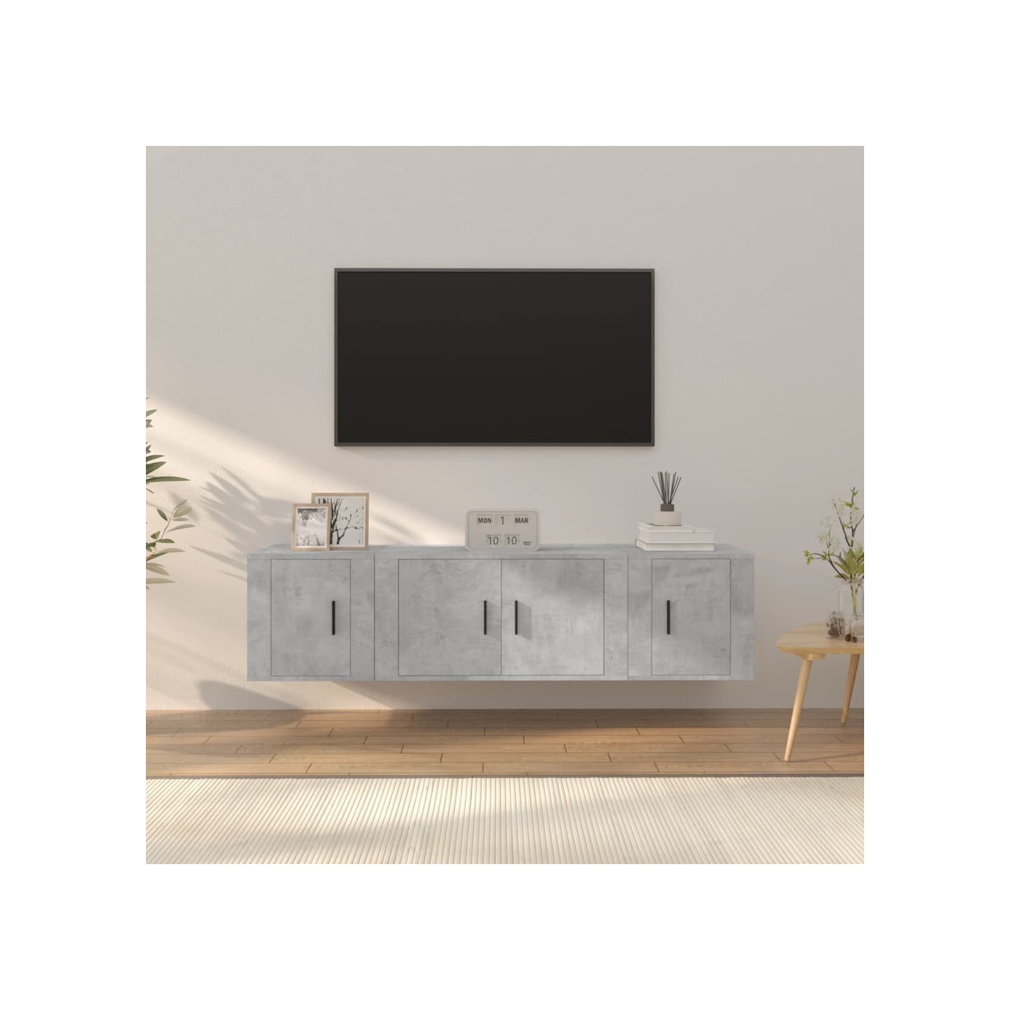 Ensemble de meubles TV 3 pcs Gris béton Bois d'ingénierie