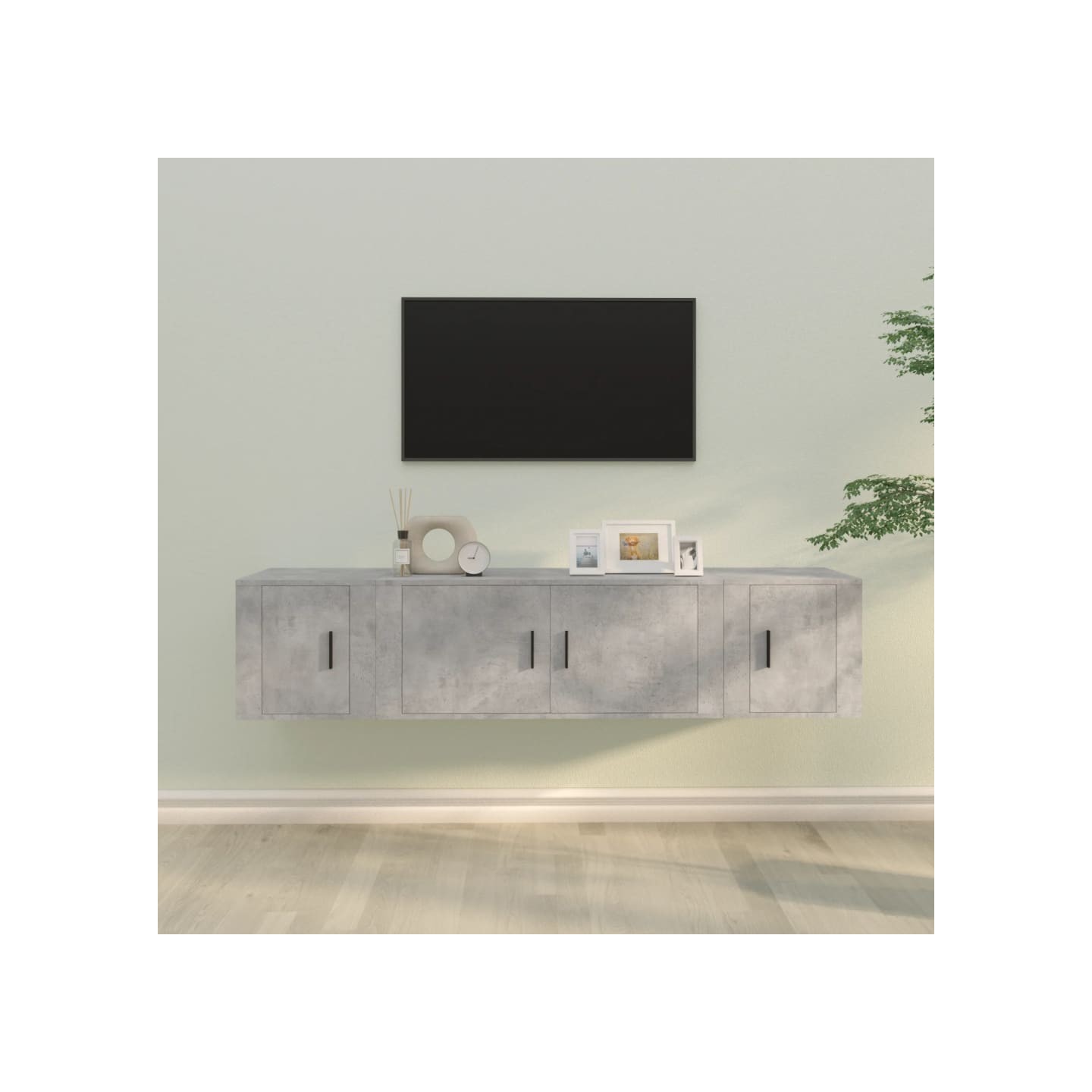 Ensemble de meubles TV 3 pcs Gris béton Bois d'ingénierie