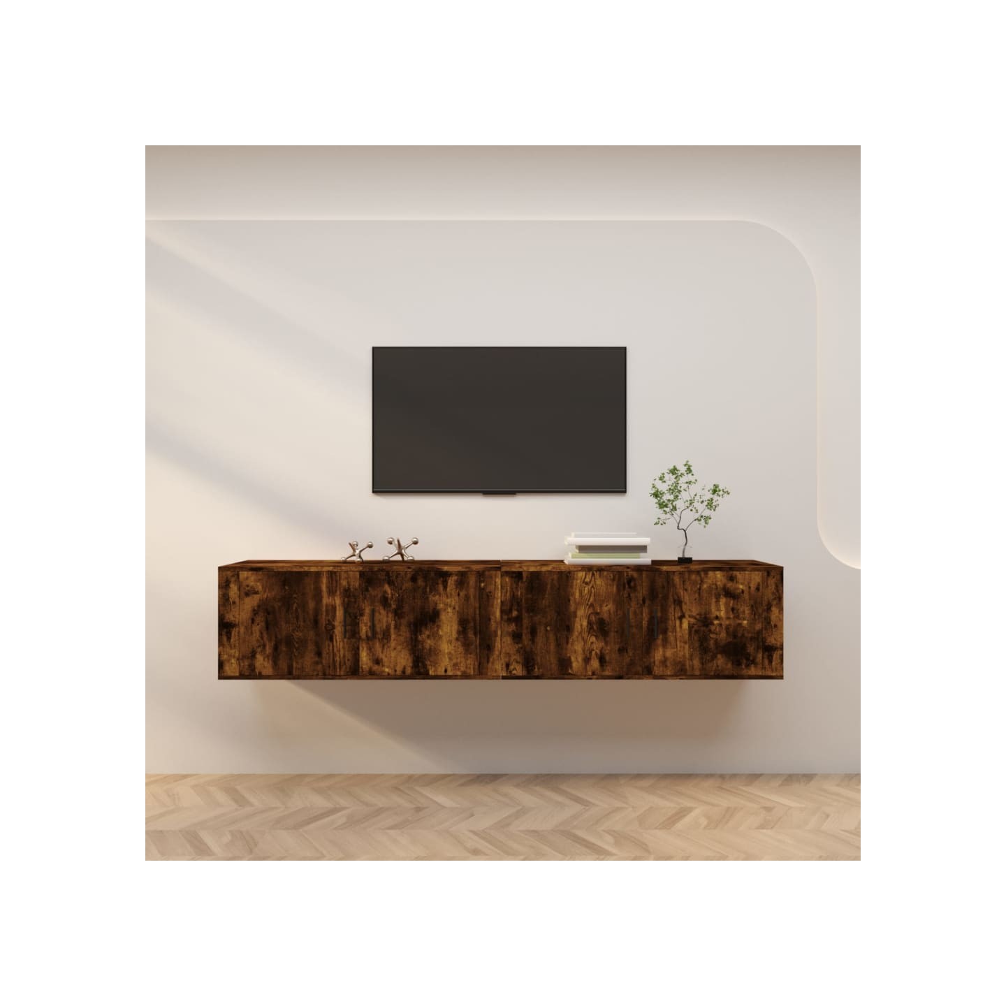 Meubles TV muraux 2 pcs chêne fumé 100x34,5x40 cm