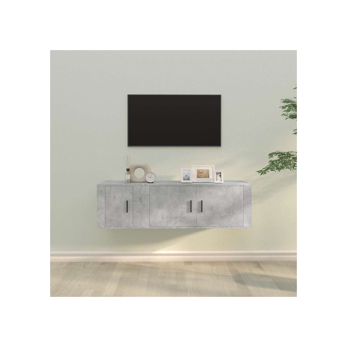 Ensemble de meubles TV 2 pcs gris béton bois d'ingénierie