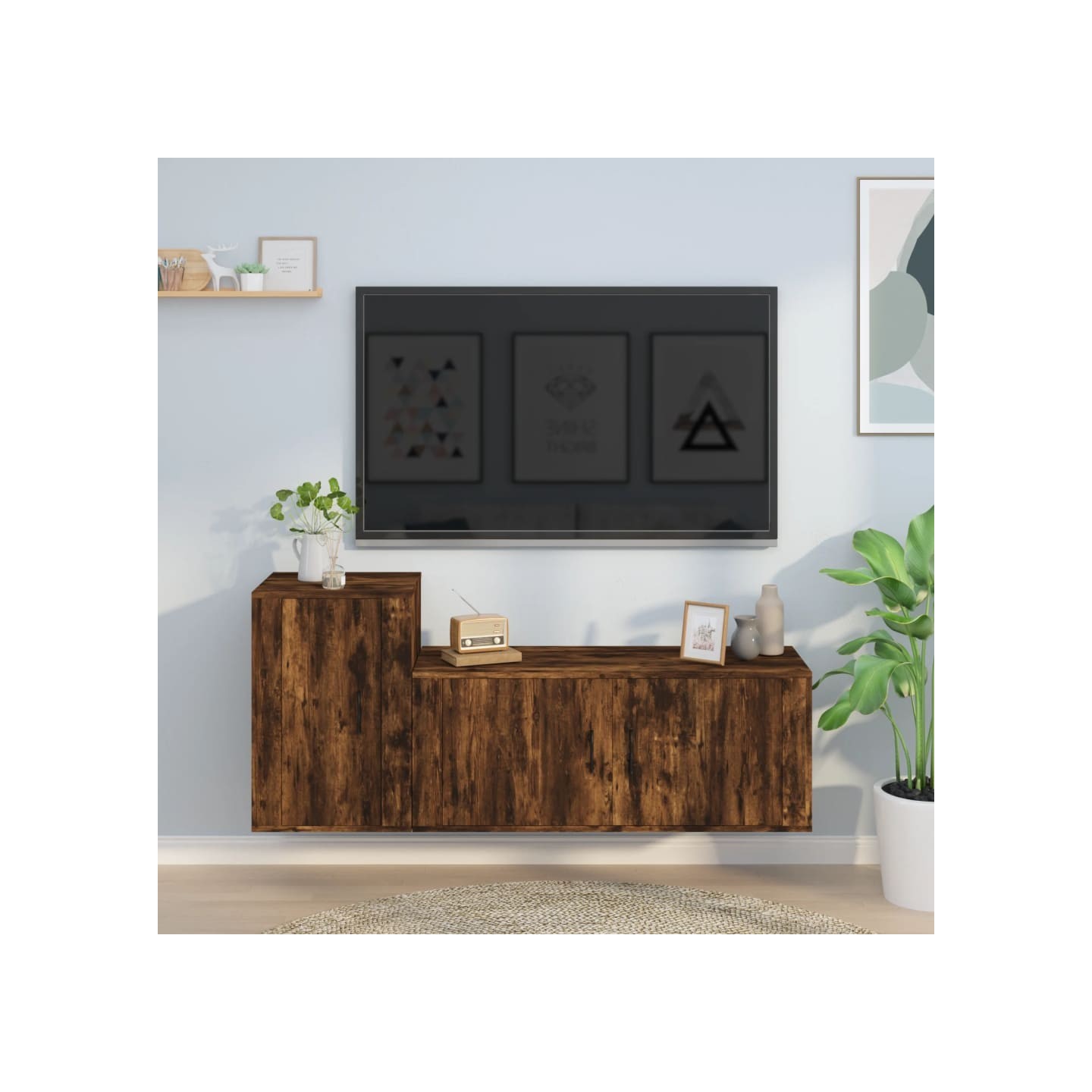 Ensemble de meubles TV 2 pcs Chêne fumé Bois d'ingénierie