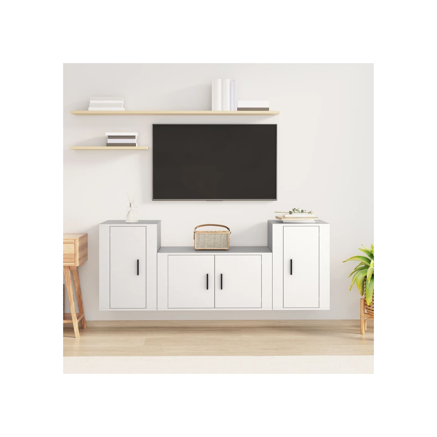 Ensemble de meubles TV 3 pcs Blanc Bois d'ingénierie