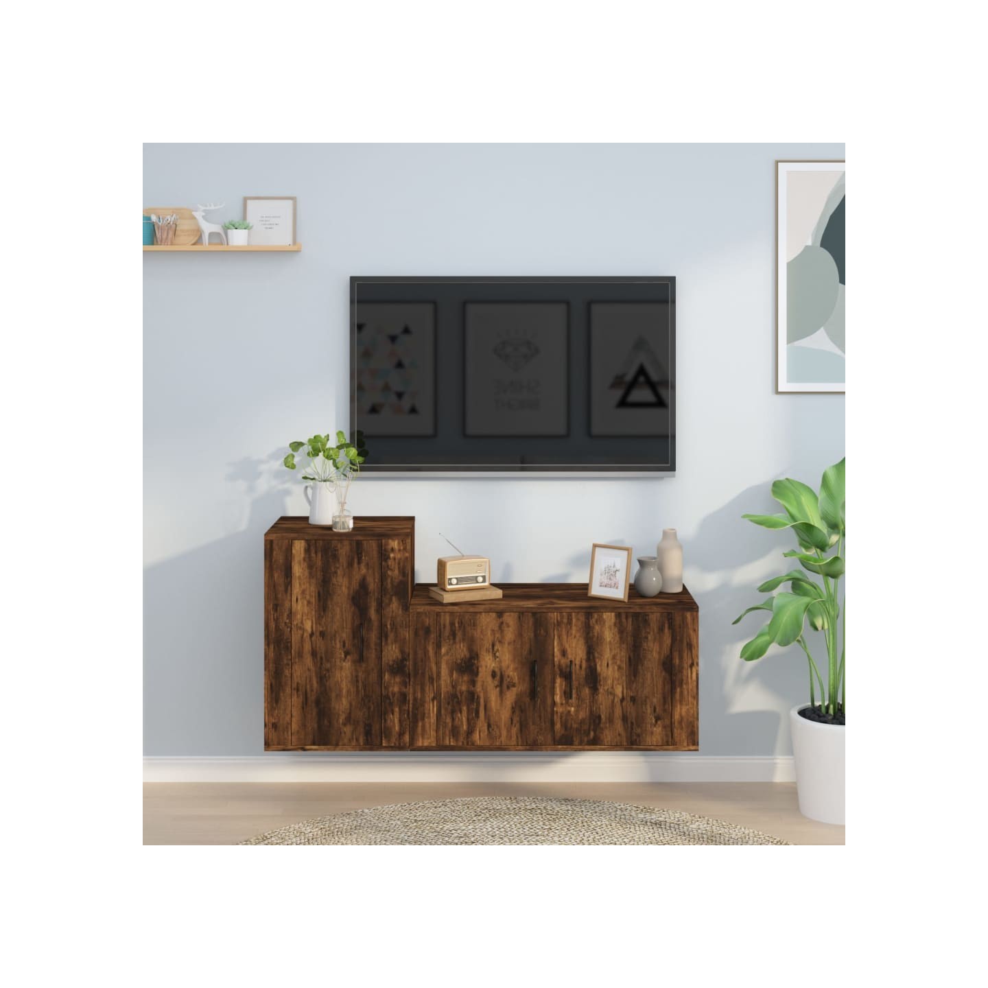 Ensemble de meubles TV 2 pcs Chêne fumé Bois d'ingénierie