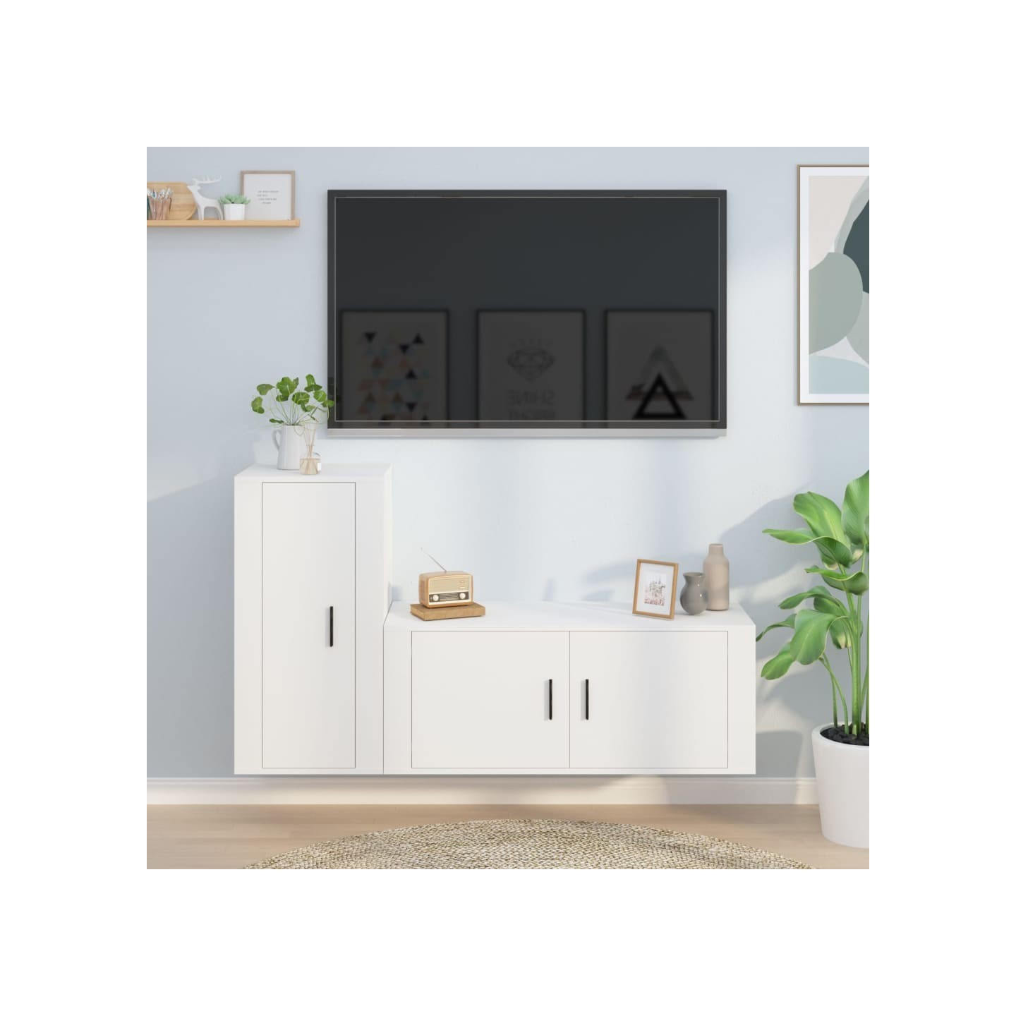 Ensemble de meubles TV 2 pcs Blanc Bois d'ingénierie
