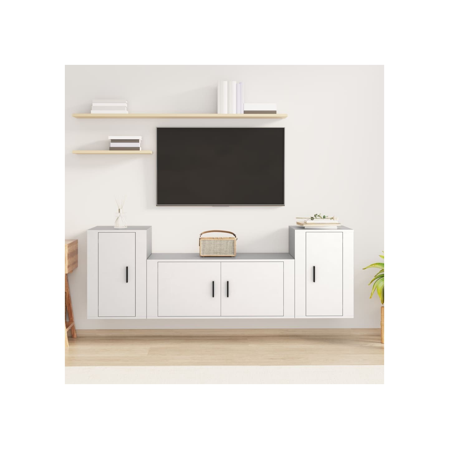 Ensemble de meubles TV 3 pcs Blanc Bois d'ingénierie