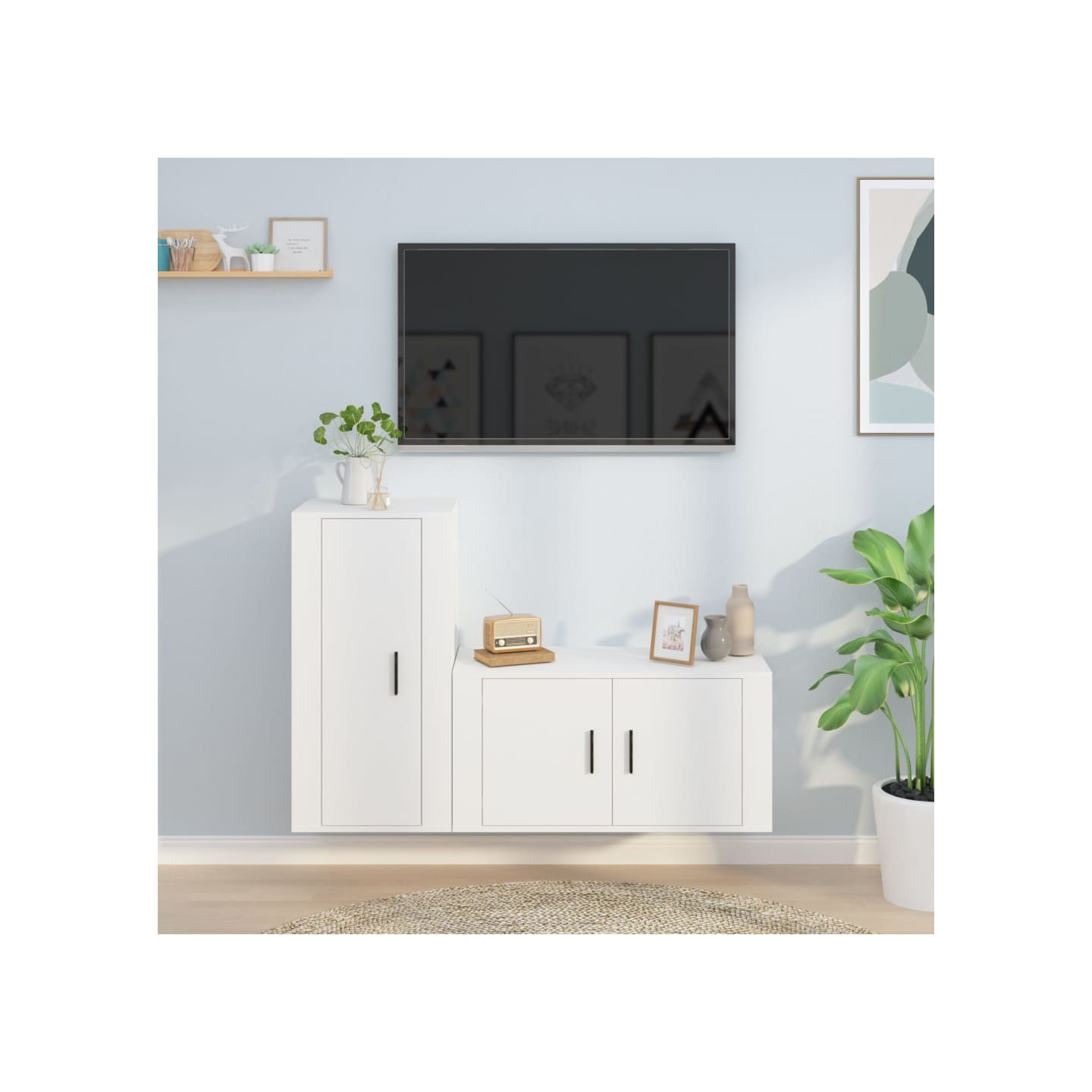 Ensemble de meubles TV 2 pcs Blanc Bois d'ingénierie