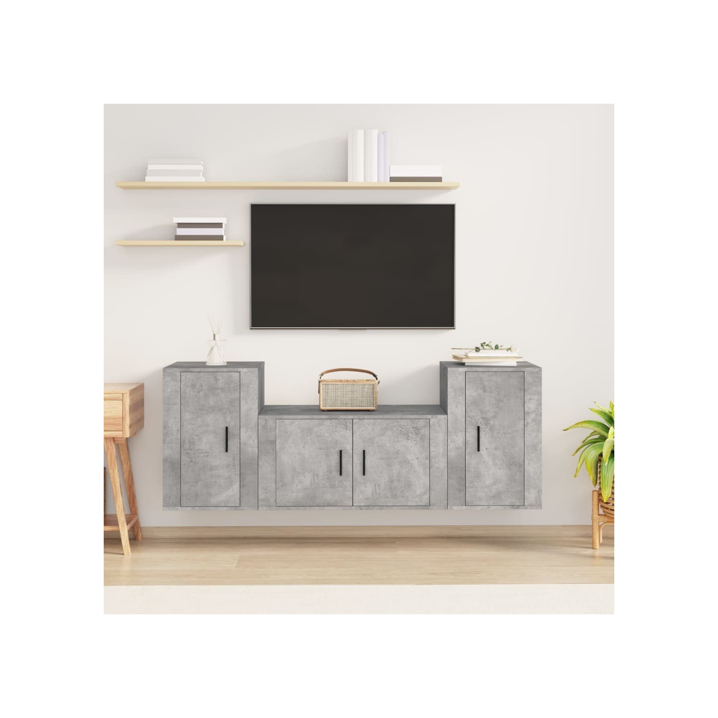 Ensemble de meubles TV 3 pcs Gris béton Bois d'ingénierie
