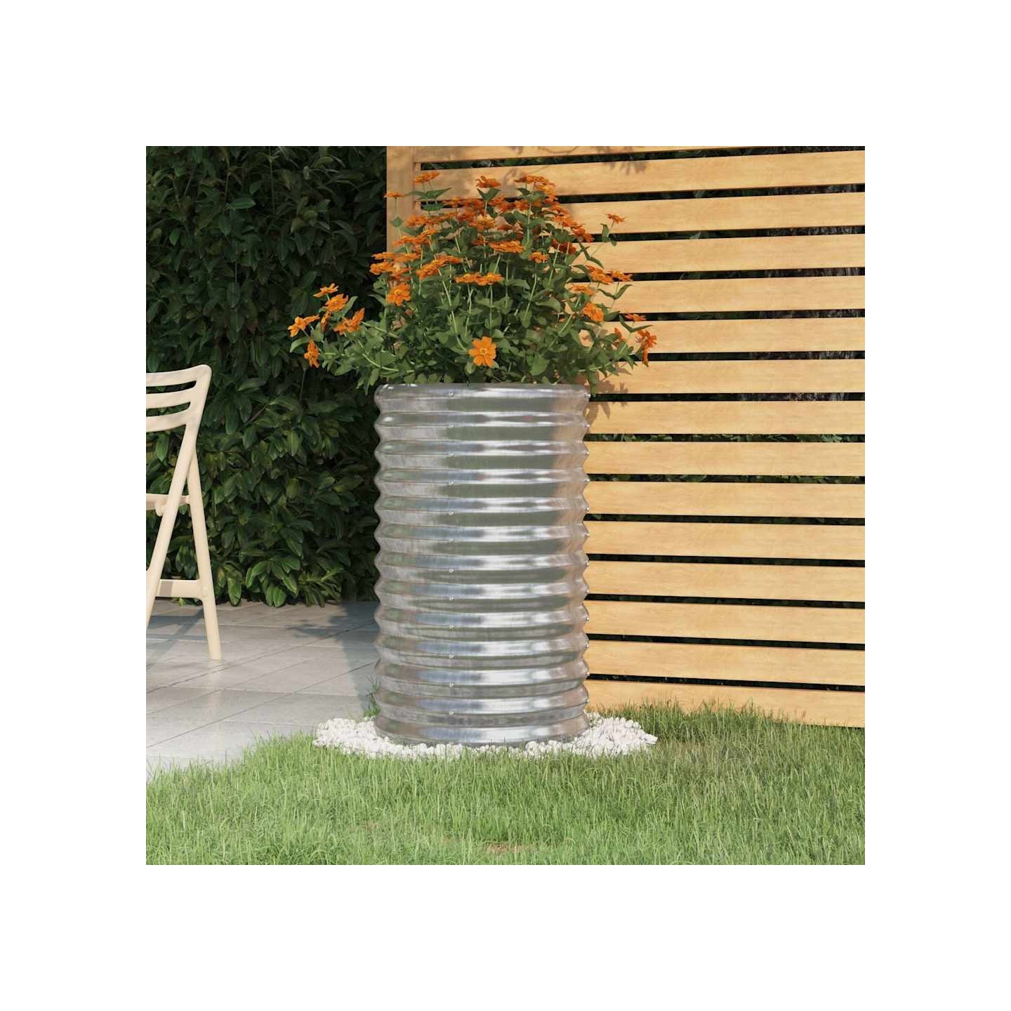Jardinière de jardin Acier galvanisé 40x40x68 cm Argenté