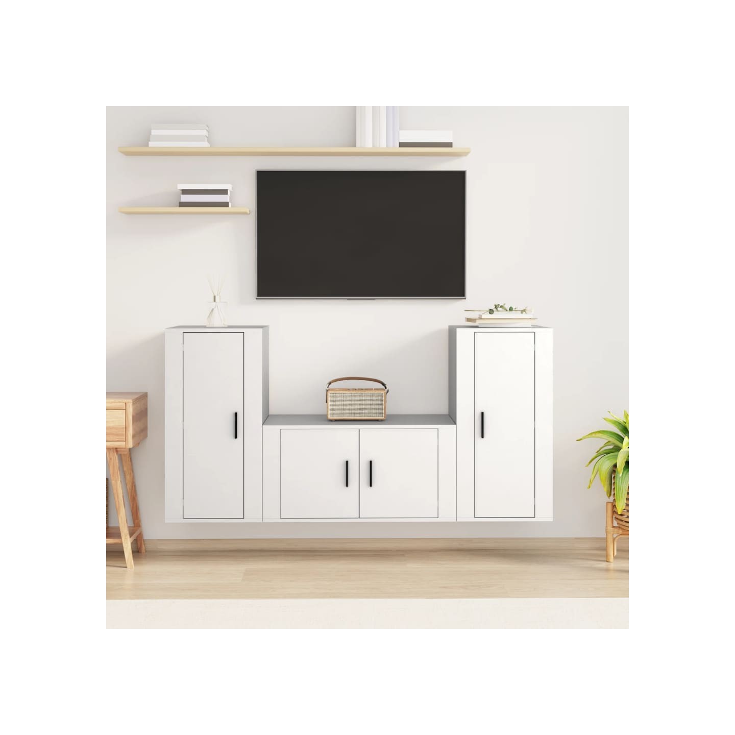 Ensemble de meubles TV 3 pcs Blanc Bois d'ingénierie