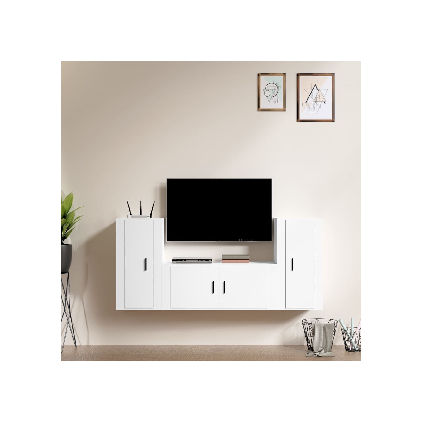 Ensemble de meubles TV 3 pcs Blanc Bois d'ingénierie