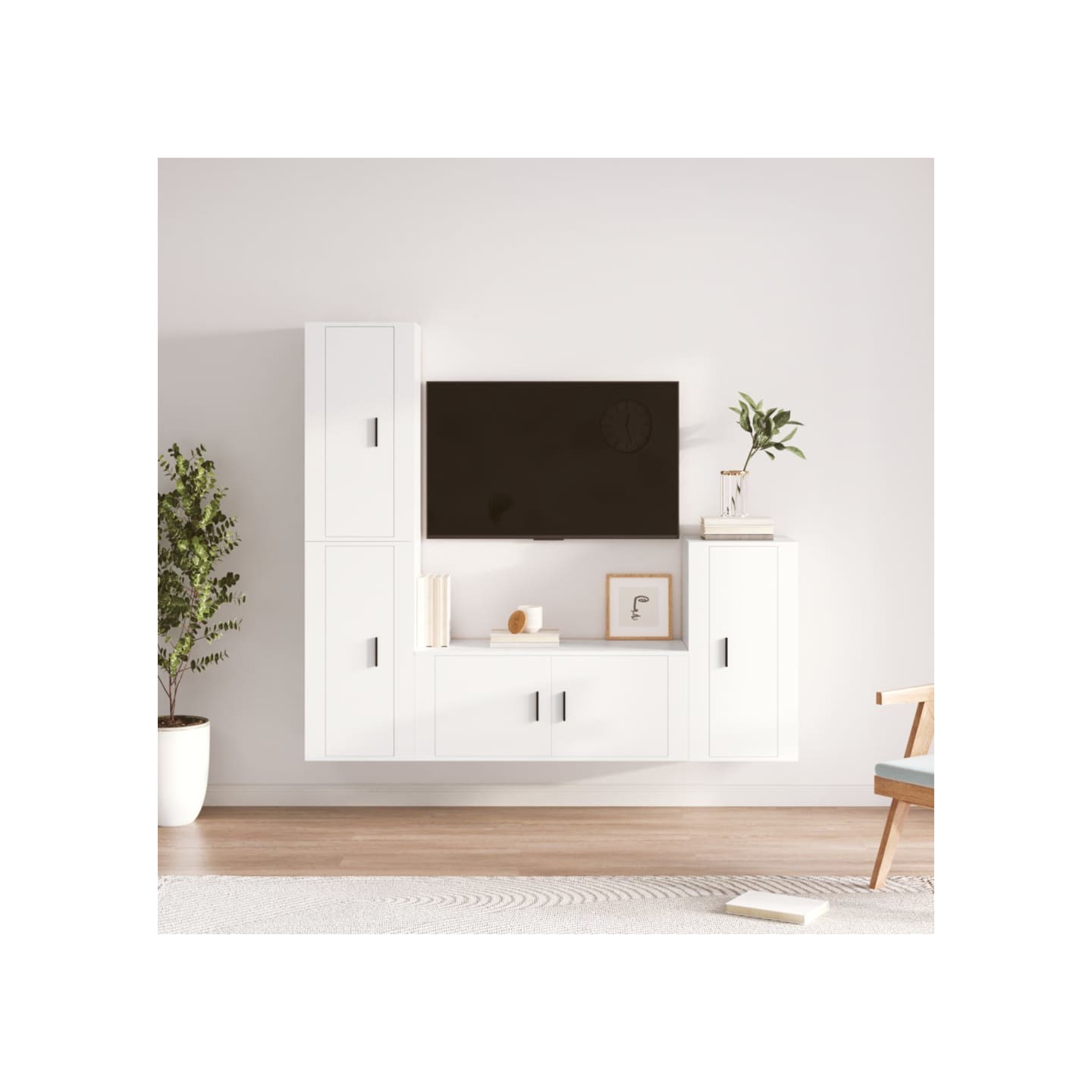 Ensemble de meubles TV 4 pcs Blanc Bois d'ingénierie
