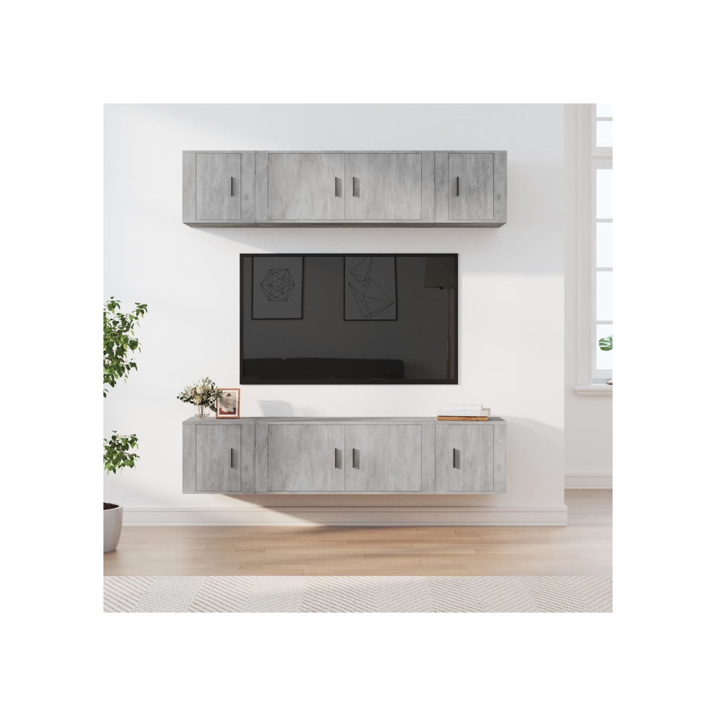 Ensemble de meubles TV 6 pcs Gris béton Bois d'ingénierie