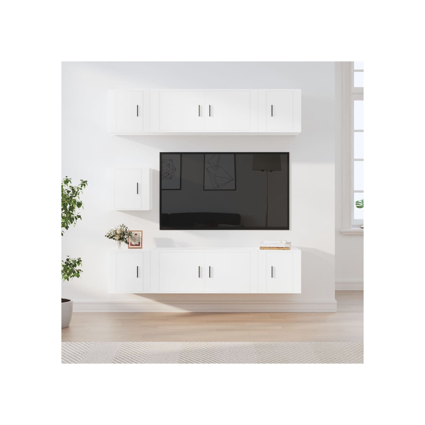 Ensemble de meubles TV 7 pcs Blanc Bois d'ingénierie