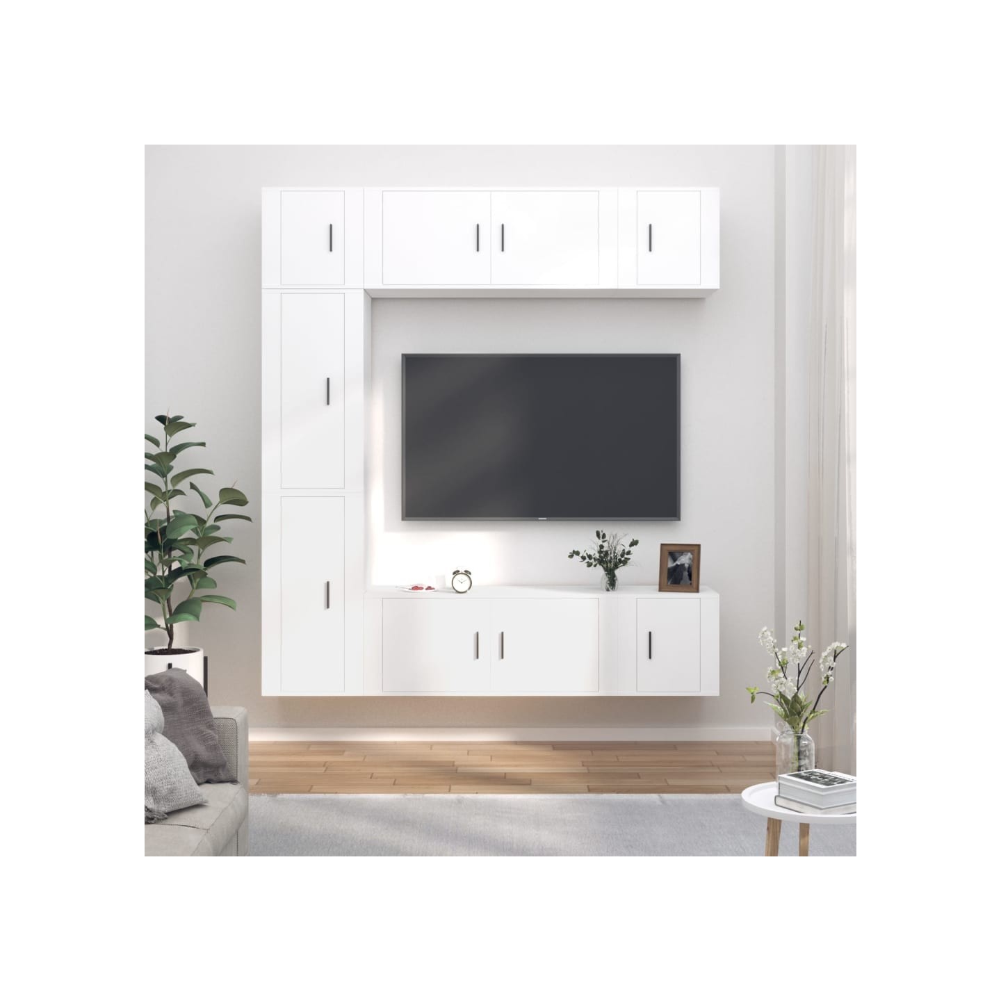 Ensemble de meubles TV 7 pcs Blanc Bois d'ingénierie