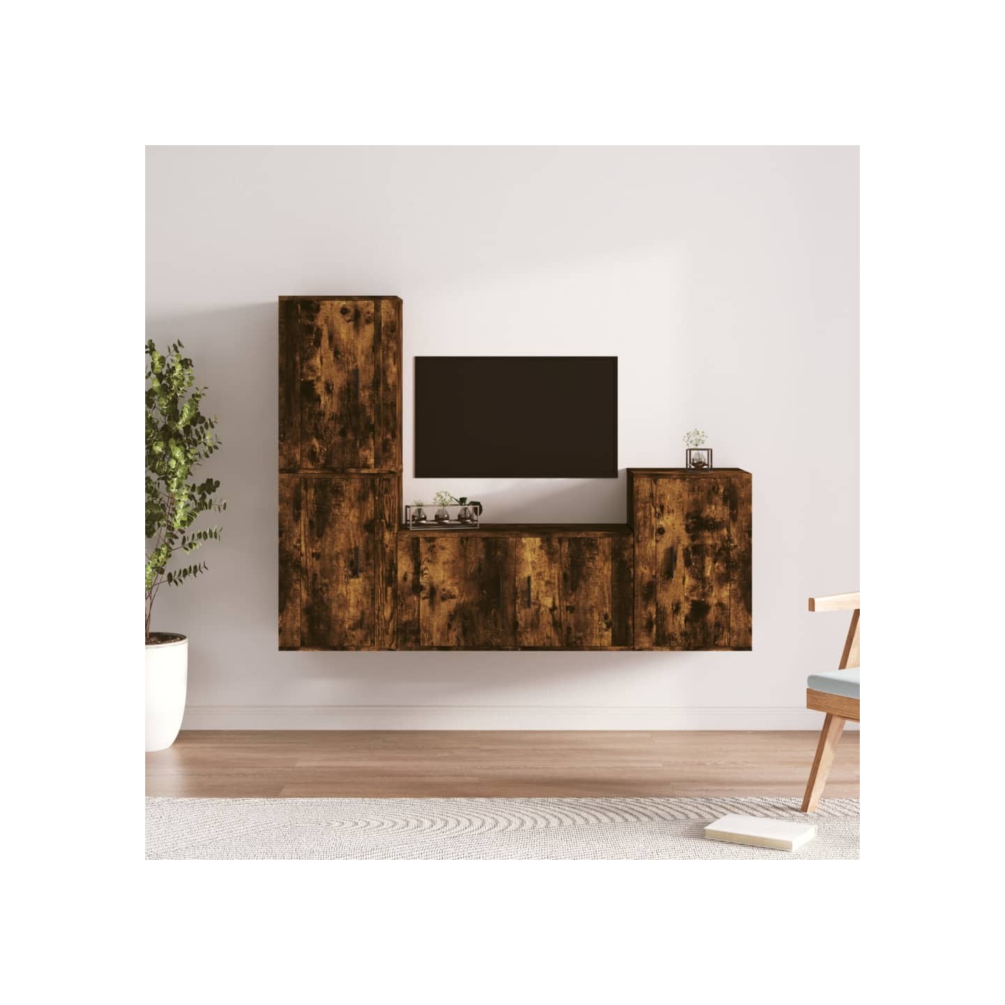 Ensemble de meubles TV 4 pcs Chêne fumé Bois d'ingénierie