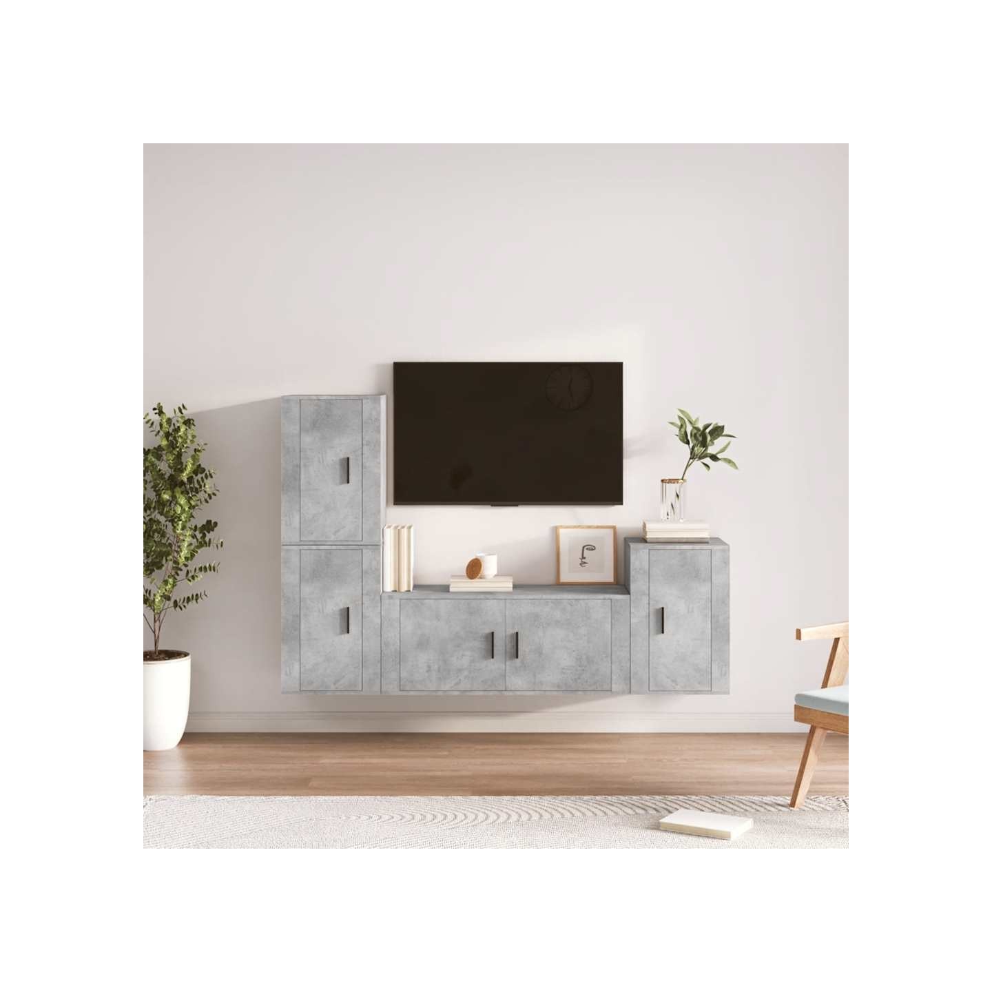Ensemble de meubles TV 4 pcs Gris béton Bois d'ingénierie