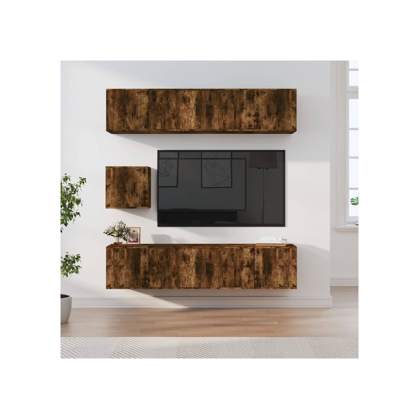 Ensemble de meubles TV 7 pcs Chêne fumé Bois d'ingénierie