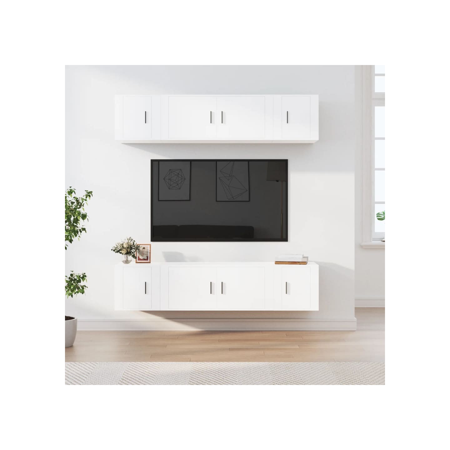 Ensemble de meubles TV 6 pcs Blanc Bois d'ingénierie