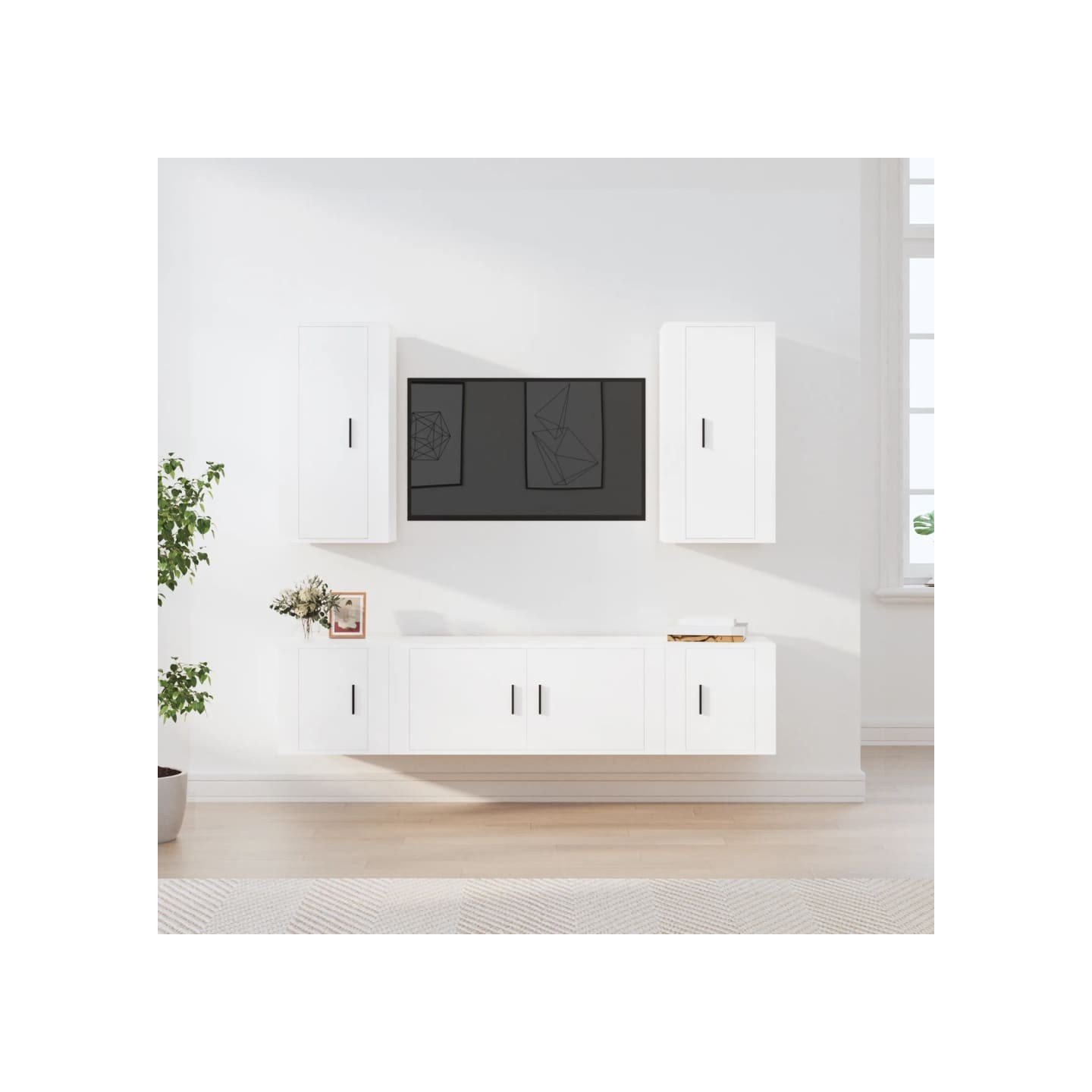 Ensemble de meubles TV 5 pcs Blanc Bois d'ingénierie