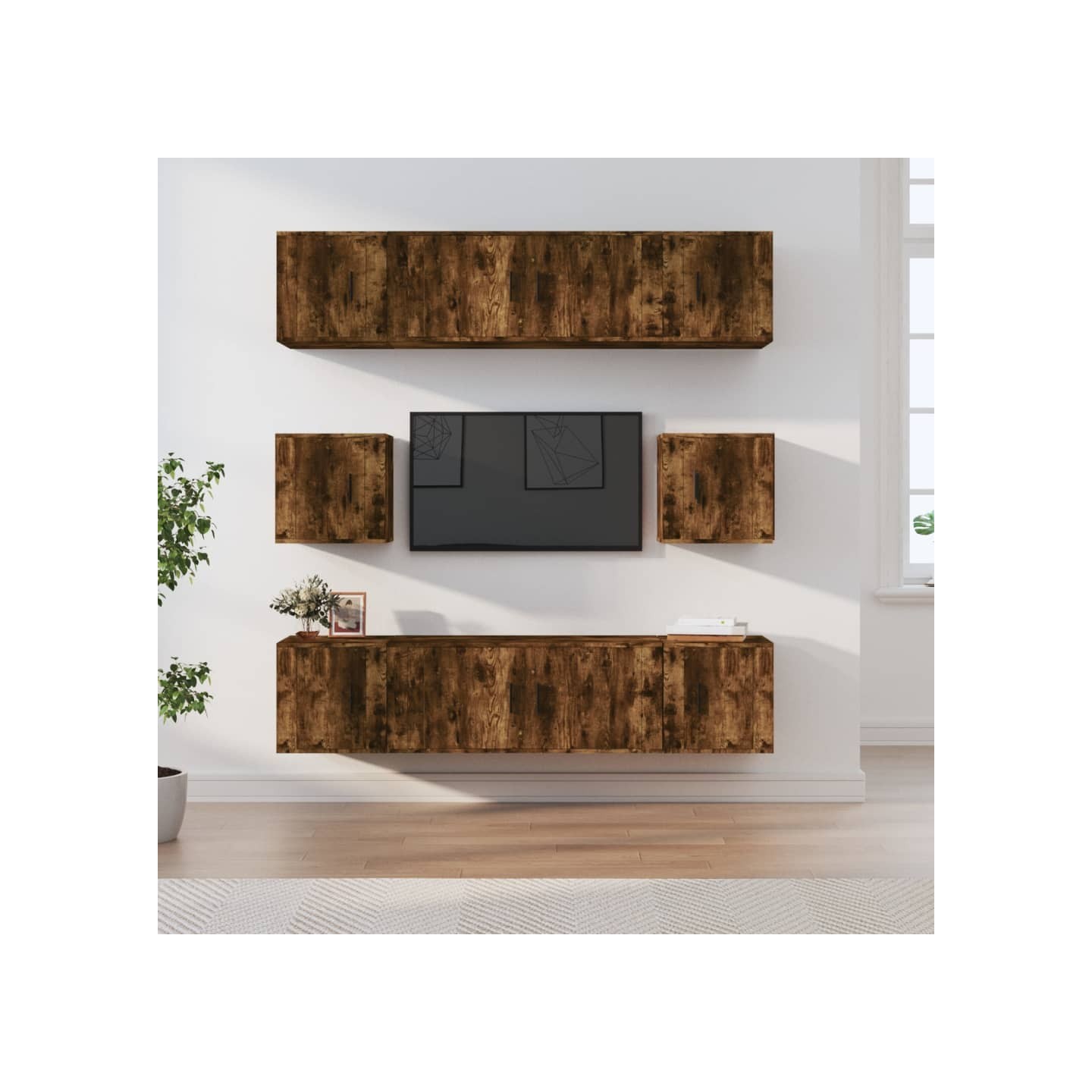 Ensemble de meubles TV 8 pcs Chêne fumé Bois d'ingénierie
