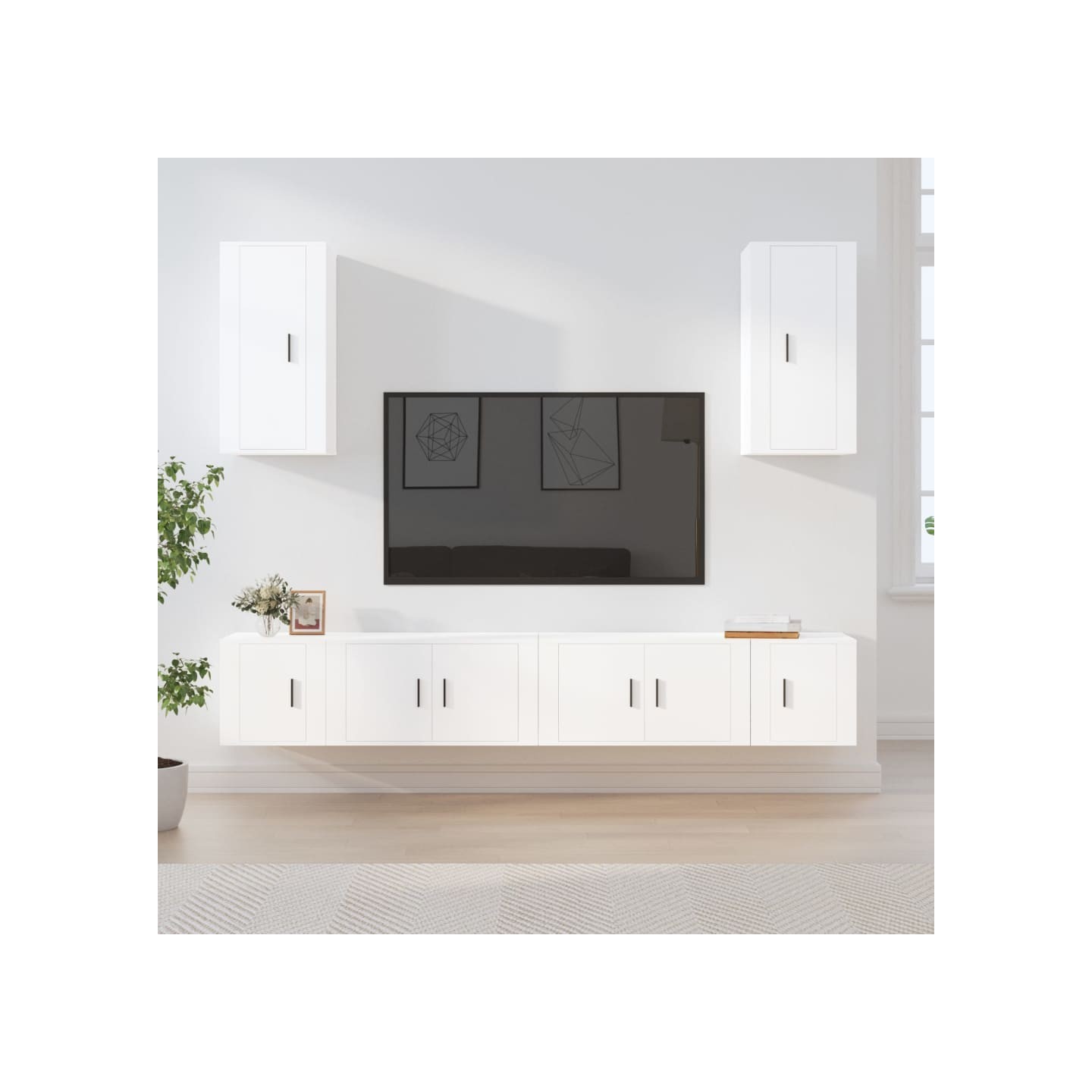 Ensemble de meubles TV 6 pcs Blanc Bois d'ingénierie