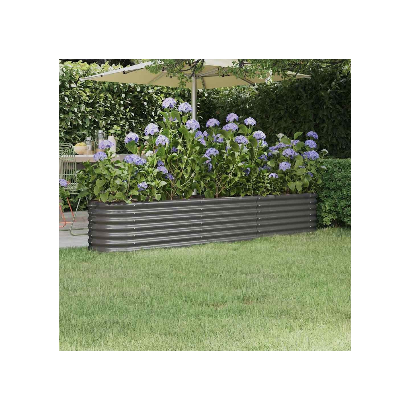 Lit surélevé de jardin Acier galvanisé 224x40x36 cm gris