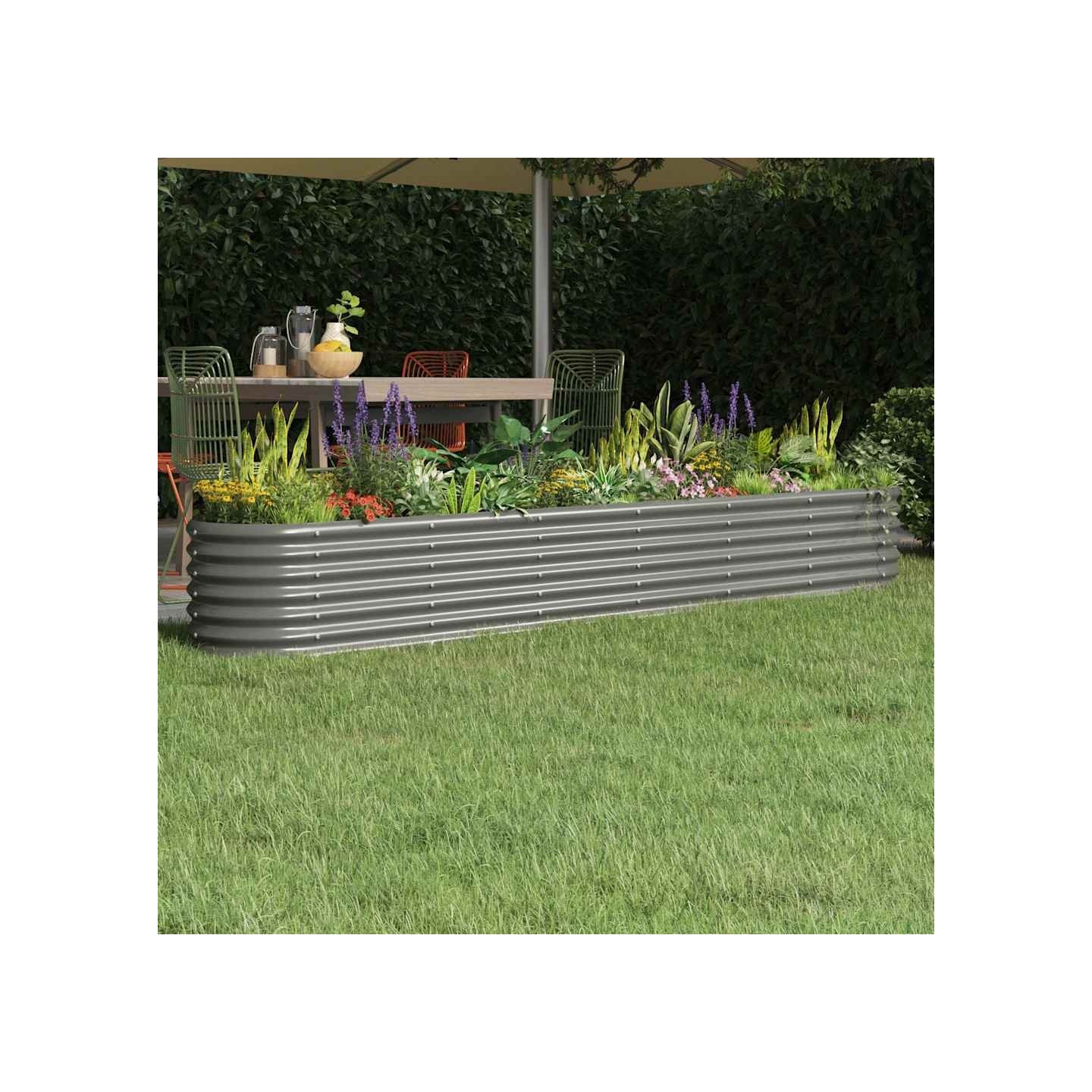 Lit surélevé de jardin Acier galvanisé 260x40x36 cm gris
