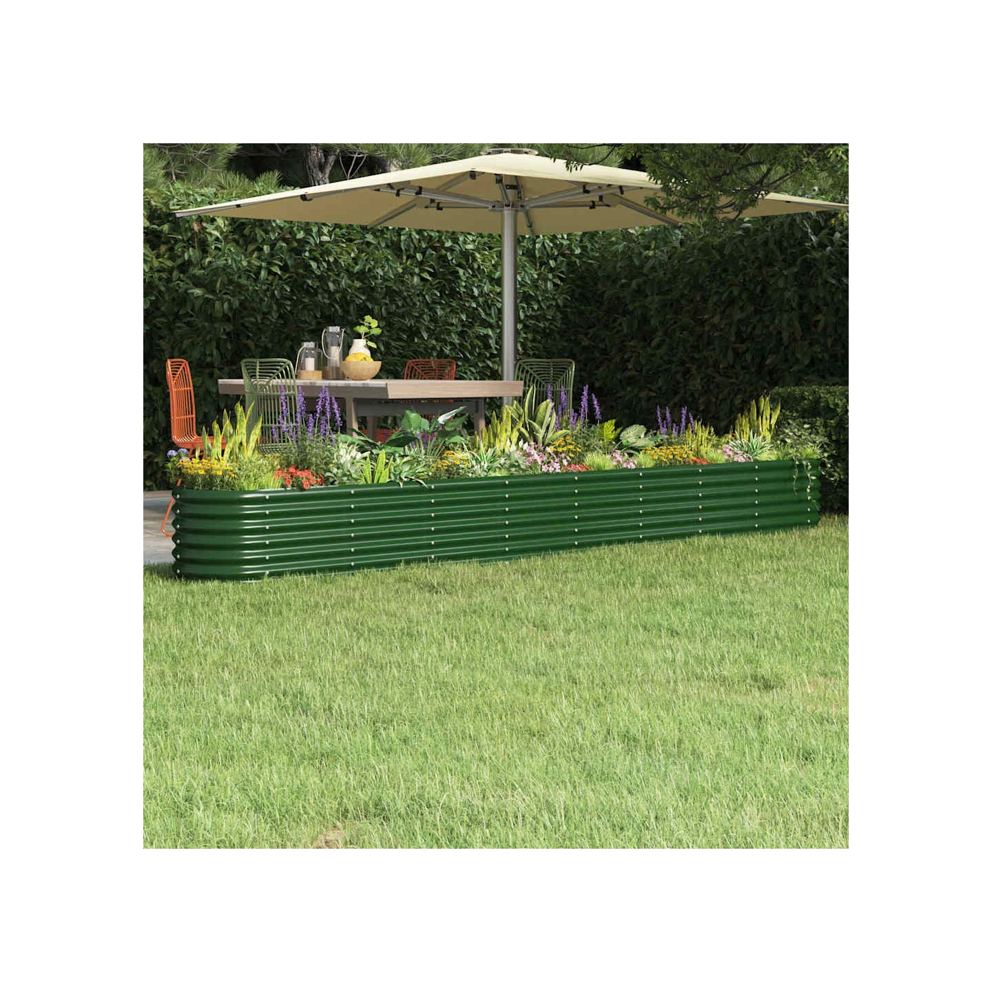 Lit surélevé de jardin Acier galvanisé 332x40x36 cm Vert
