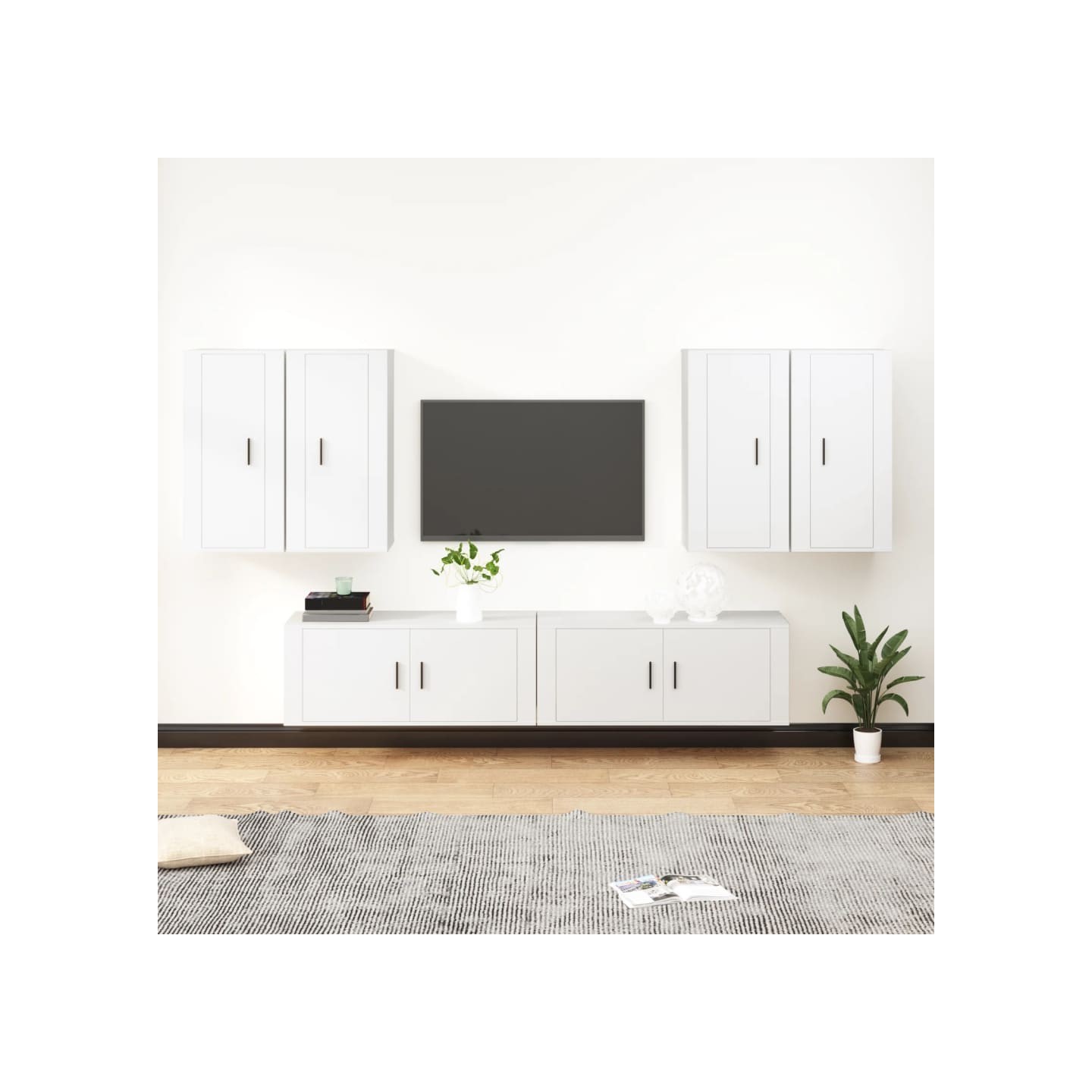 Ensemble de meubles TV 6 pcs Blanc Bois d'ingénierie